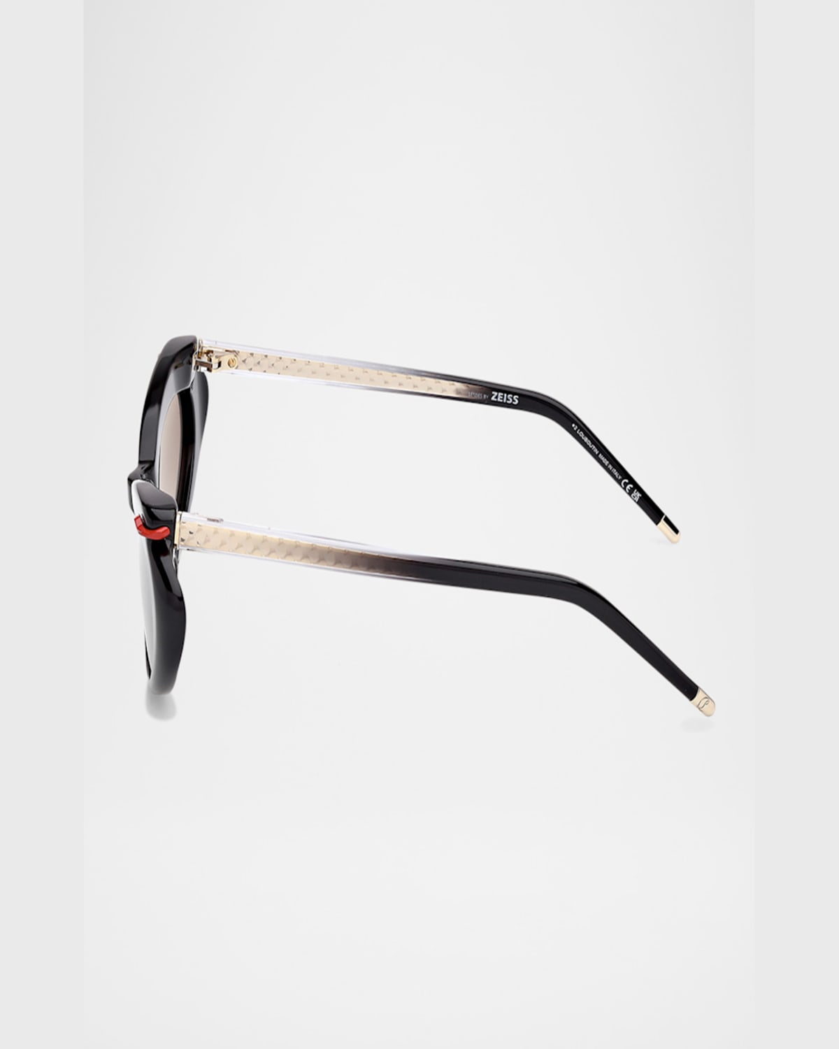 Christian Louboutin Acetate Aviator Sunglasses In Shiny Black With Shiny Pale Gold