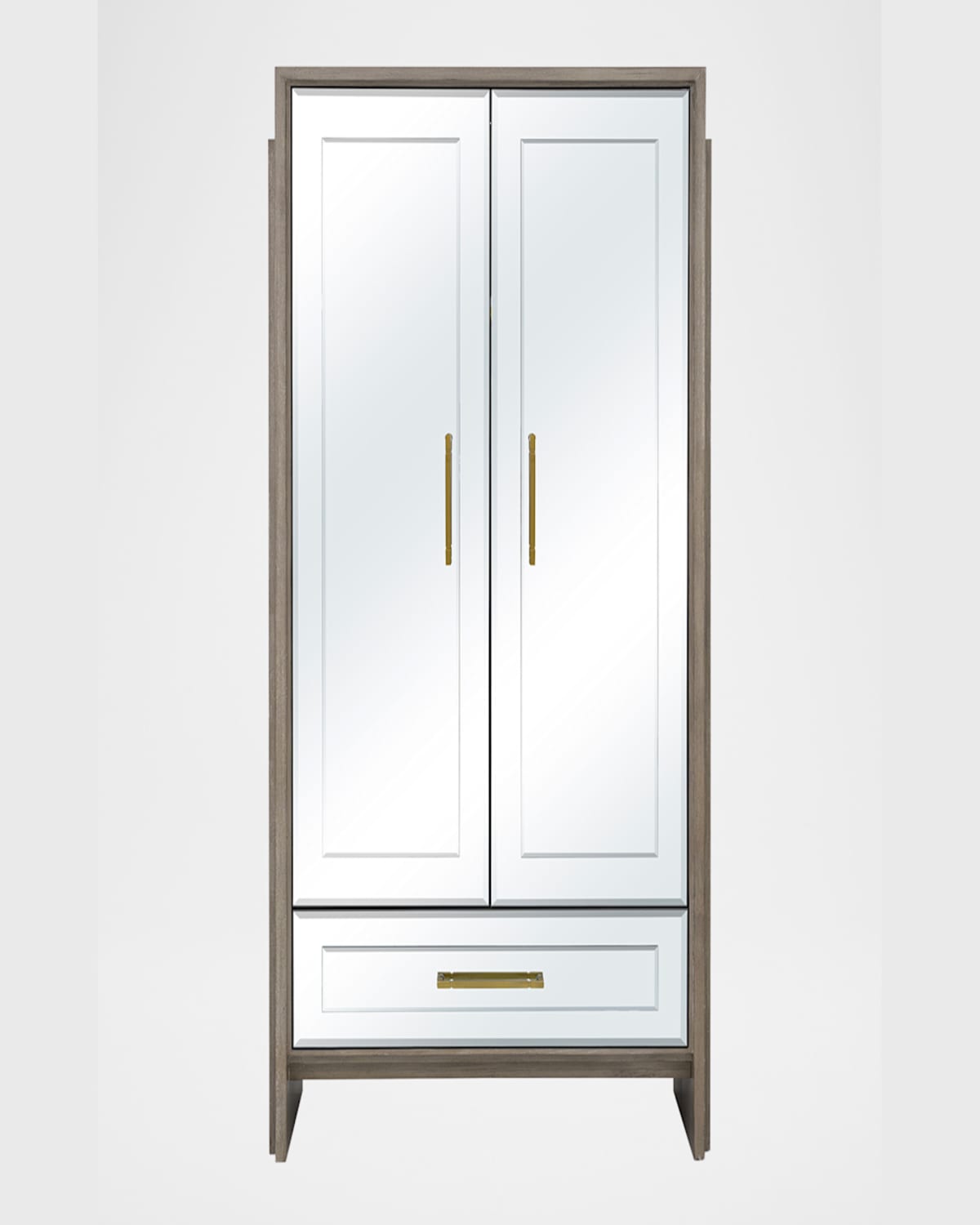Katherine Noble By Bmc Lansing Tall Bar Cabinet In Grey Oak, Mirror