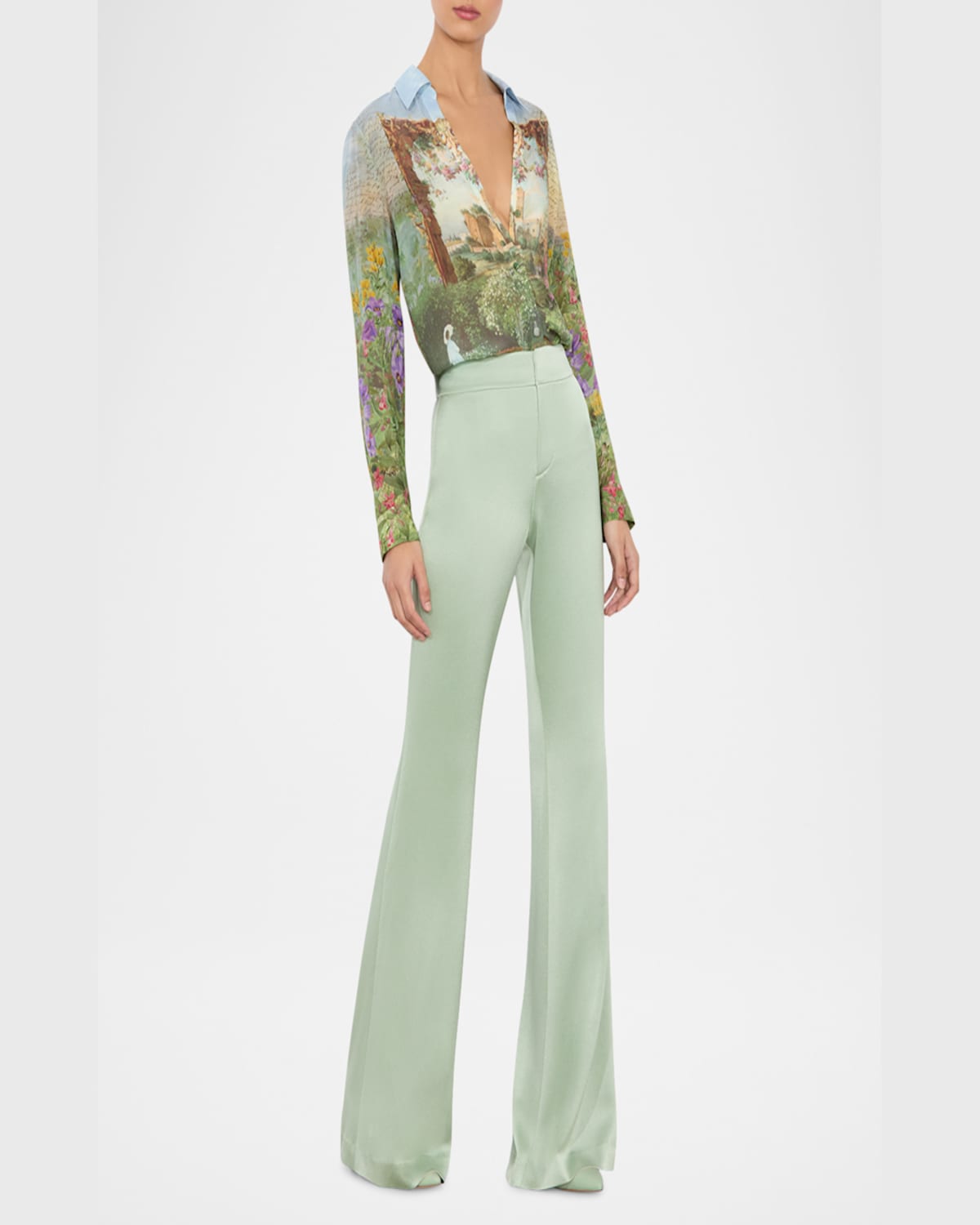 Alice And Olivia Eloise Button Down Blouse In Dusk To Dawn