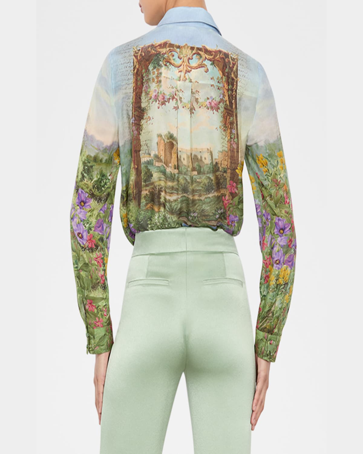 Alice And Olivia Eloise Button Down Blouse In Dusk To Dawn