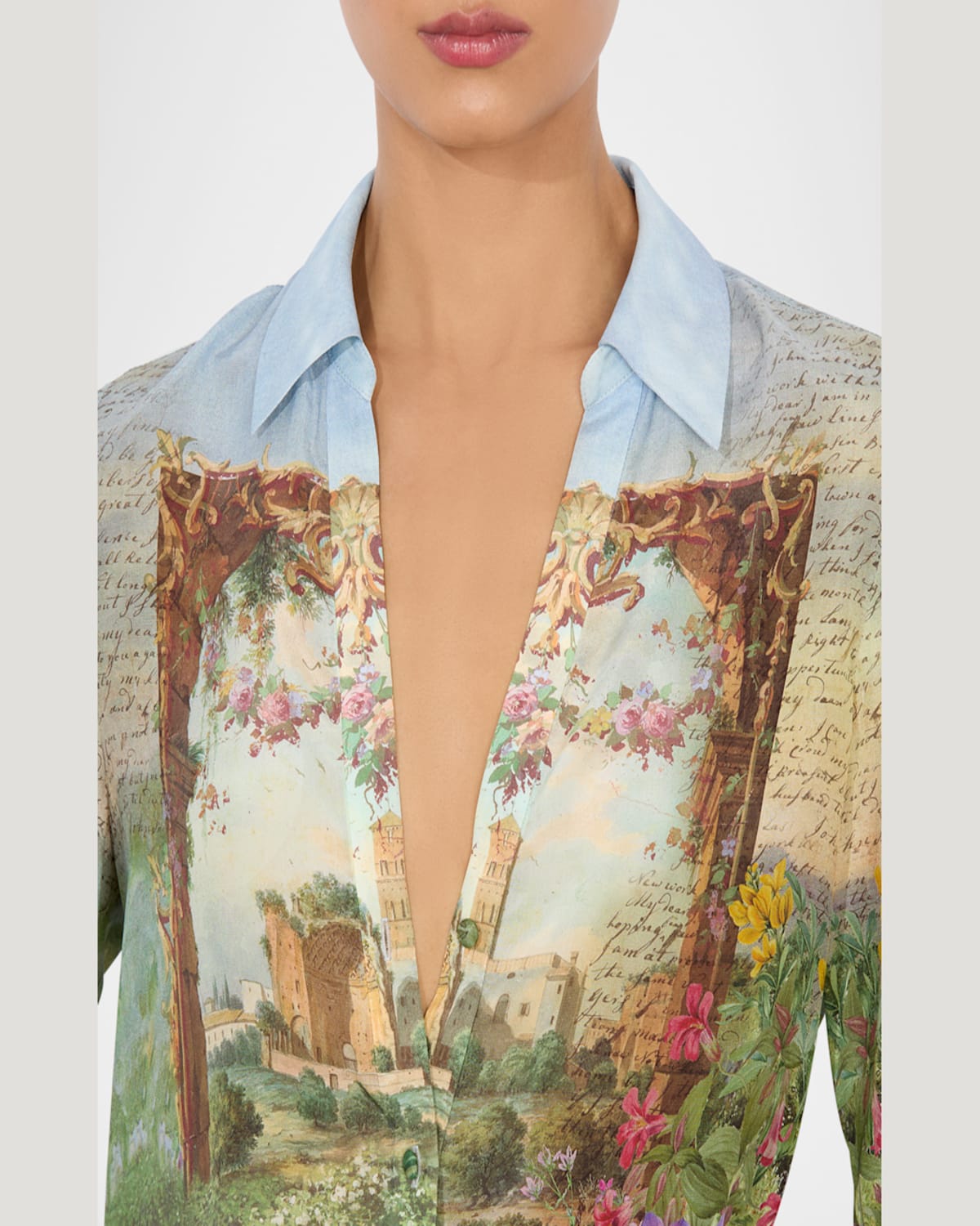 Alice And Olivia Eloise Button Down Blouse In Dusk To Dawn