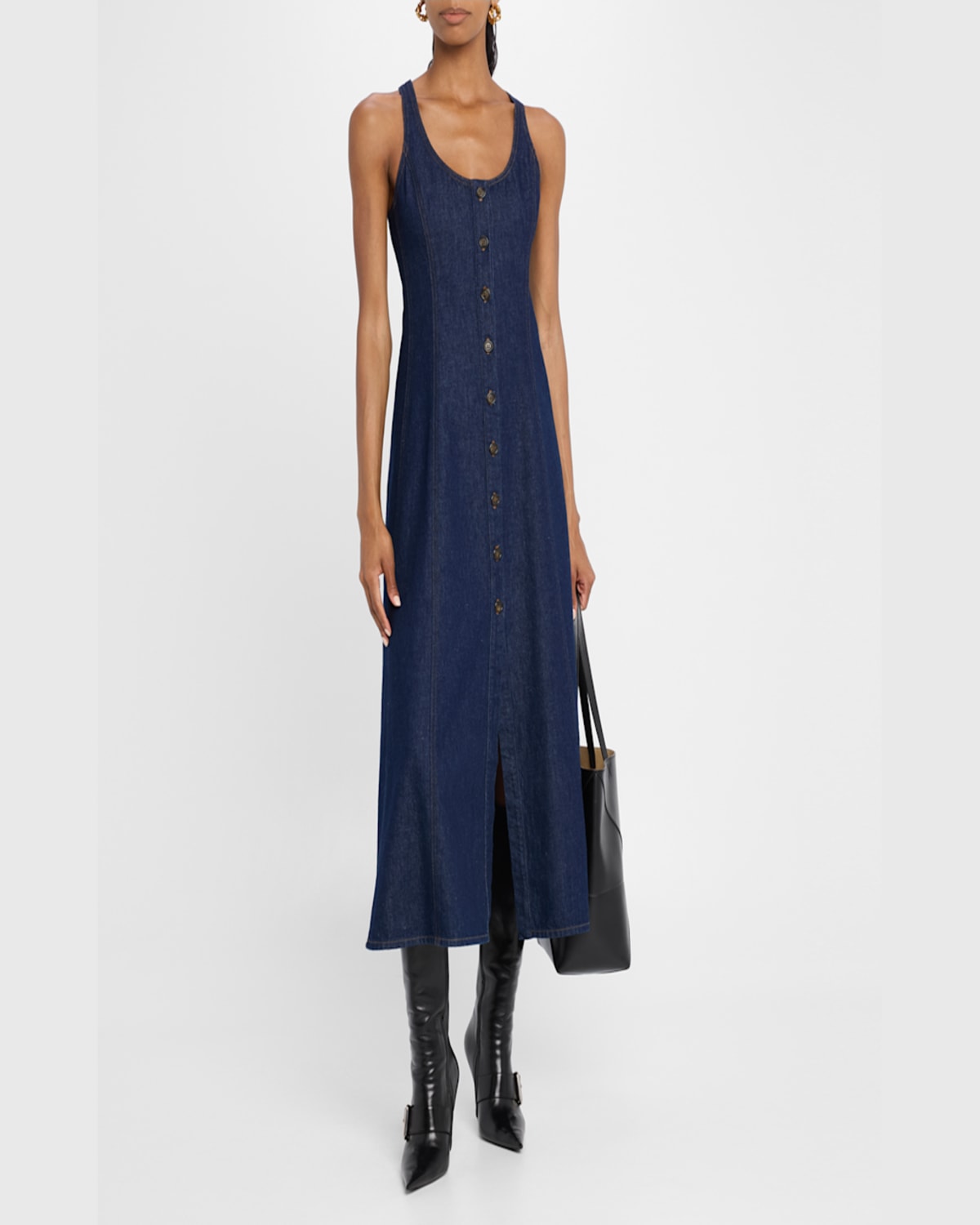 Good Work By Argent X Citizens Of Humanity Farrow Sleeveless Cotton Denim Midi Dress