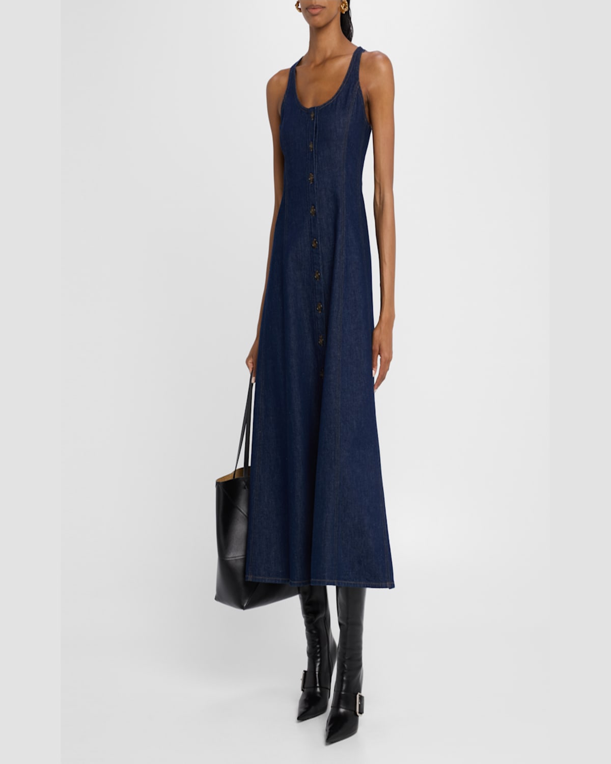 Good Work By Argent X Citizens Of Humanity Farrow Sleeveless Cotton Denim Midi Dress