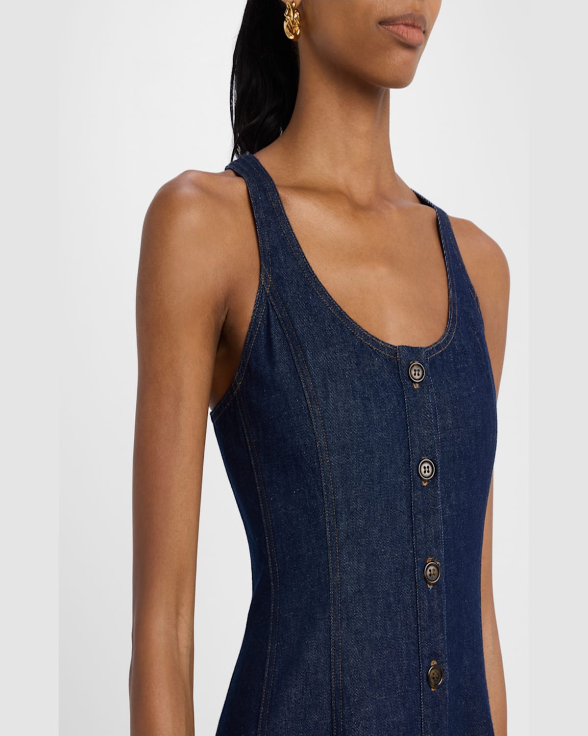 Good Work By Argent X Citizens Of Humanity Farrow Sleeveless Cotton Denim Midi Dress
