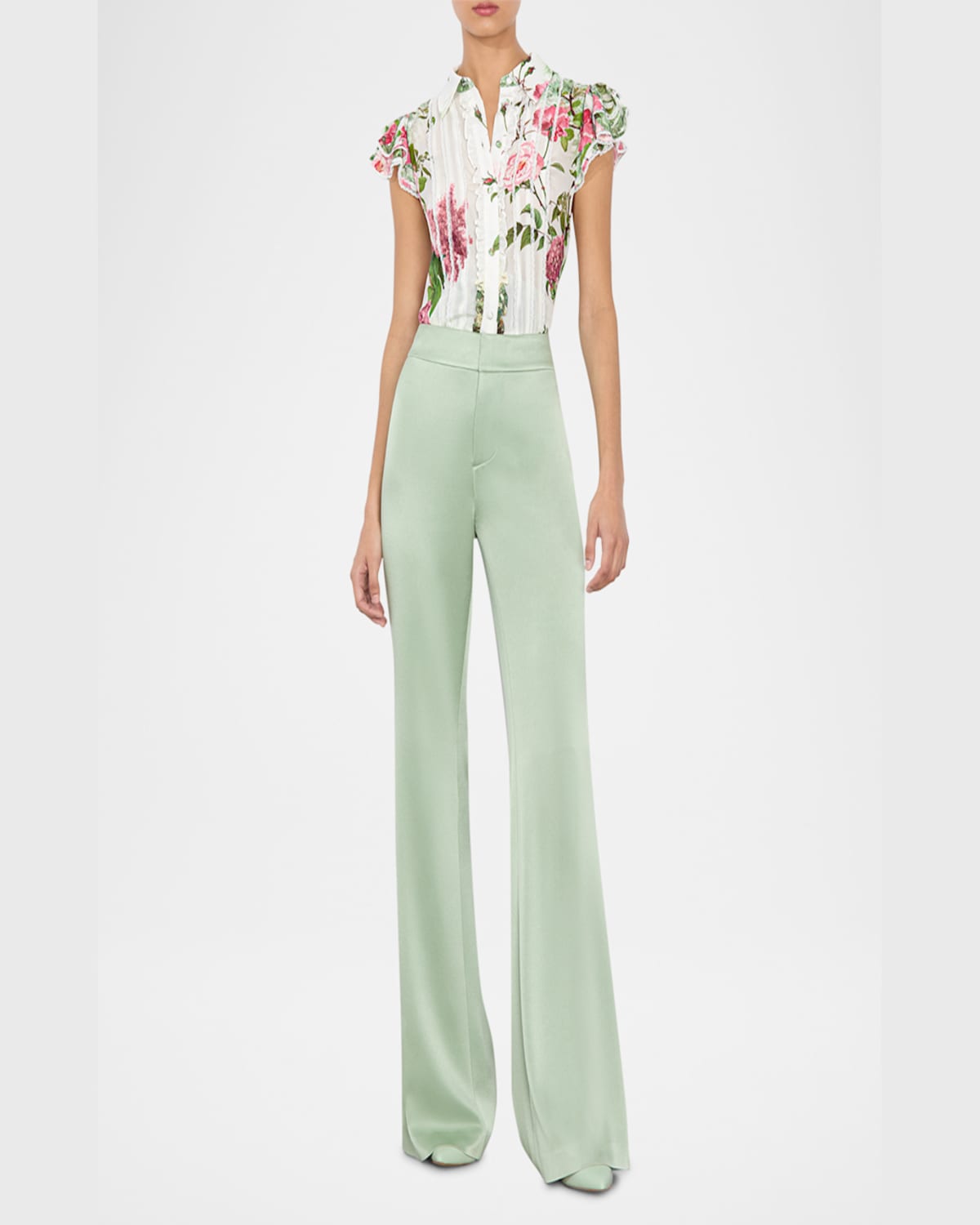 Alice And Olivia Alice + Olivia Minda Silk Blouse In Rose Whisper