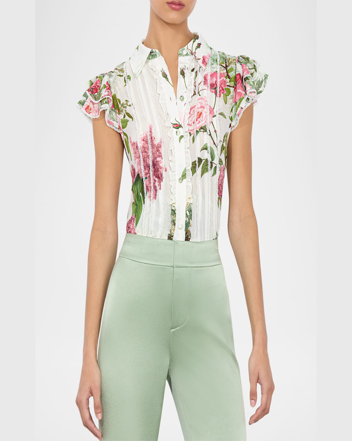 Alice And Olivia Alice + Olivia Minda Silk Blouse In Rose Whisper