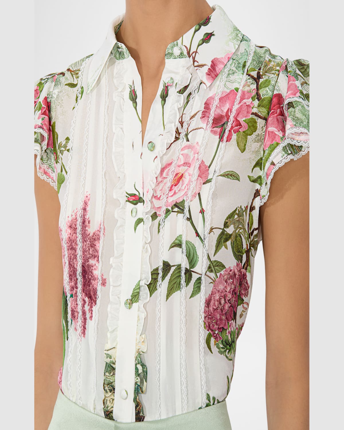 Alice And Olivia Alice + Olivia Minda Silk Blouse In Rose Whisper