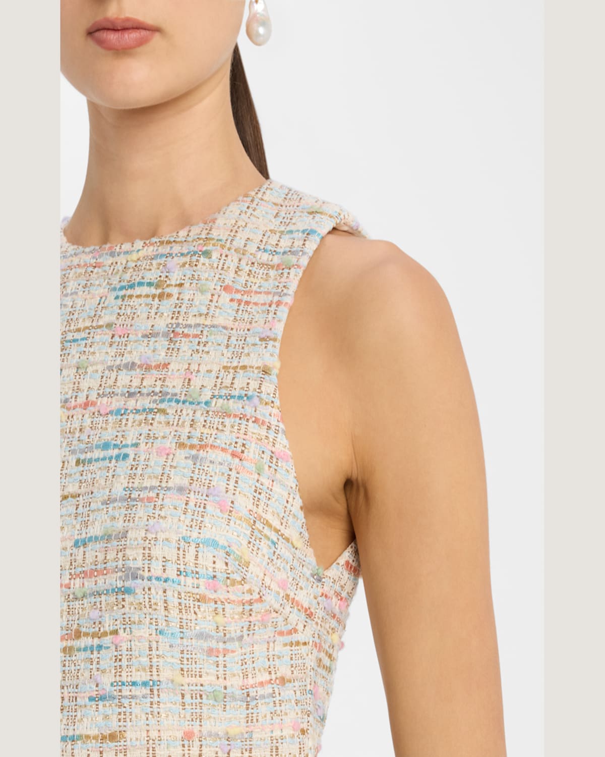 Alice And Olivia Clyde Tweed A-line Shift Dress In Off White Multi