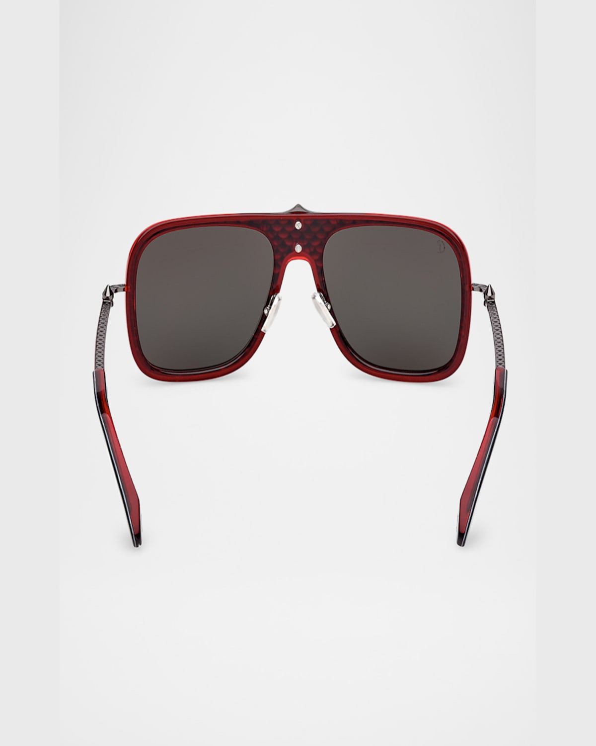 Christian Louboutin Men's Lb0013m Metal Aviator Sunglasses In Shiny Black Red Inside Gunmetal Red Enamel Smoke Gradient