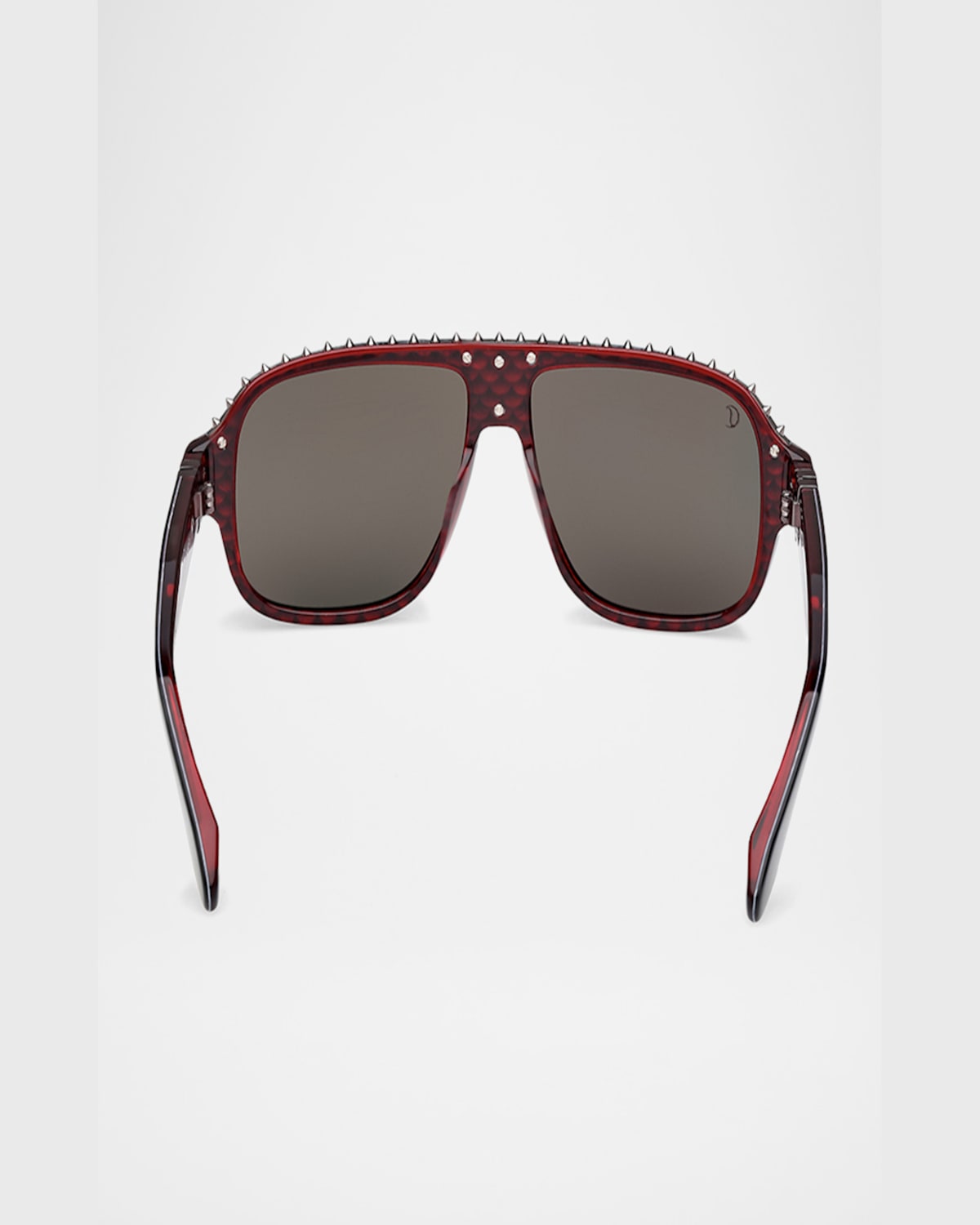 Christian Louboutin Men's Lb0005m Acetate Aviator Sunglasses In Shiny Black Over Red Shiny Gunmetal Smoke W Red Flash