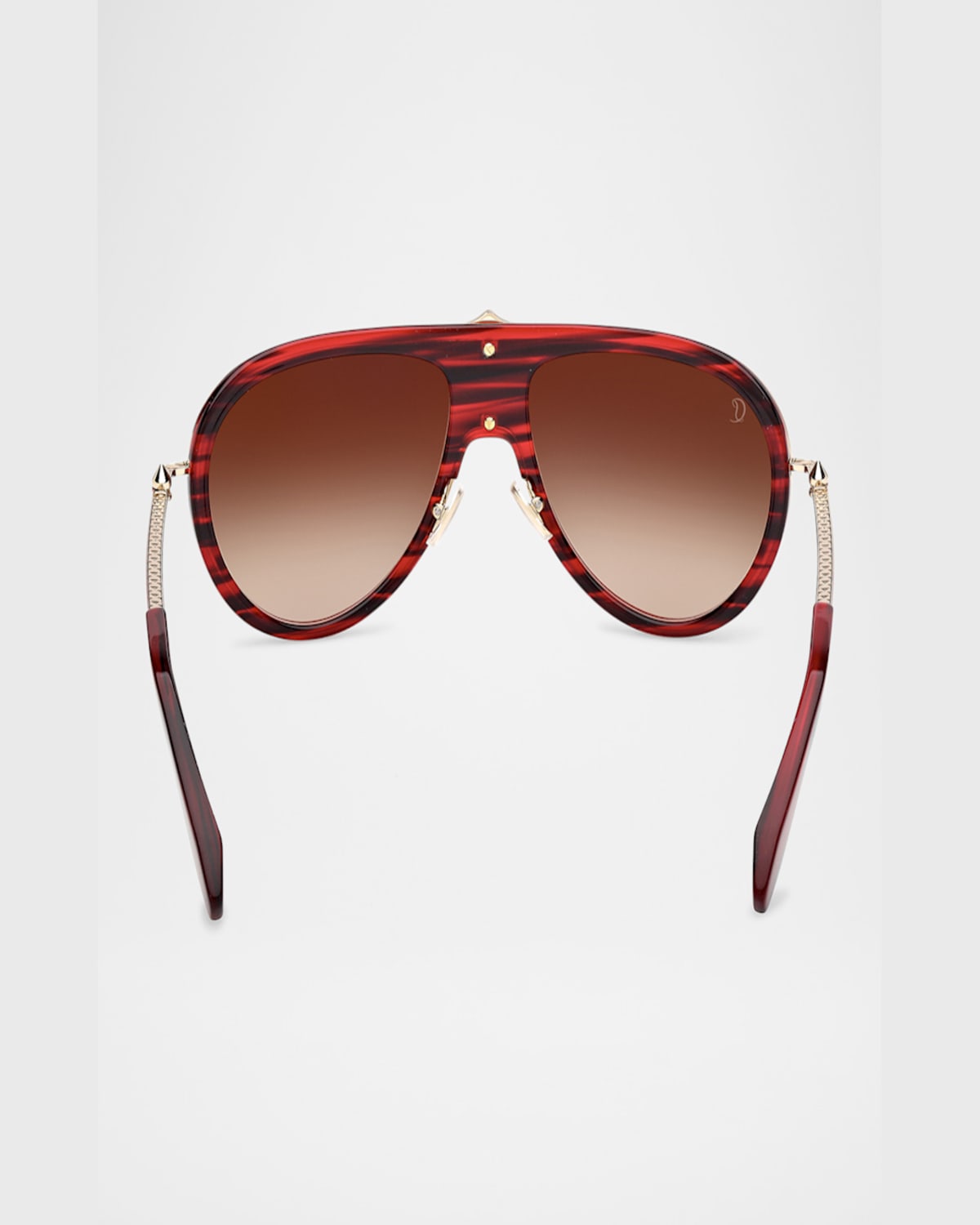 Christian Louboutin Men's Lb0004m Metal Aviator Sunglasses In Shiny Red Havana Shiny Black Front Pale Gold Over Red Enamel Te
