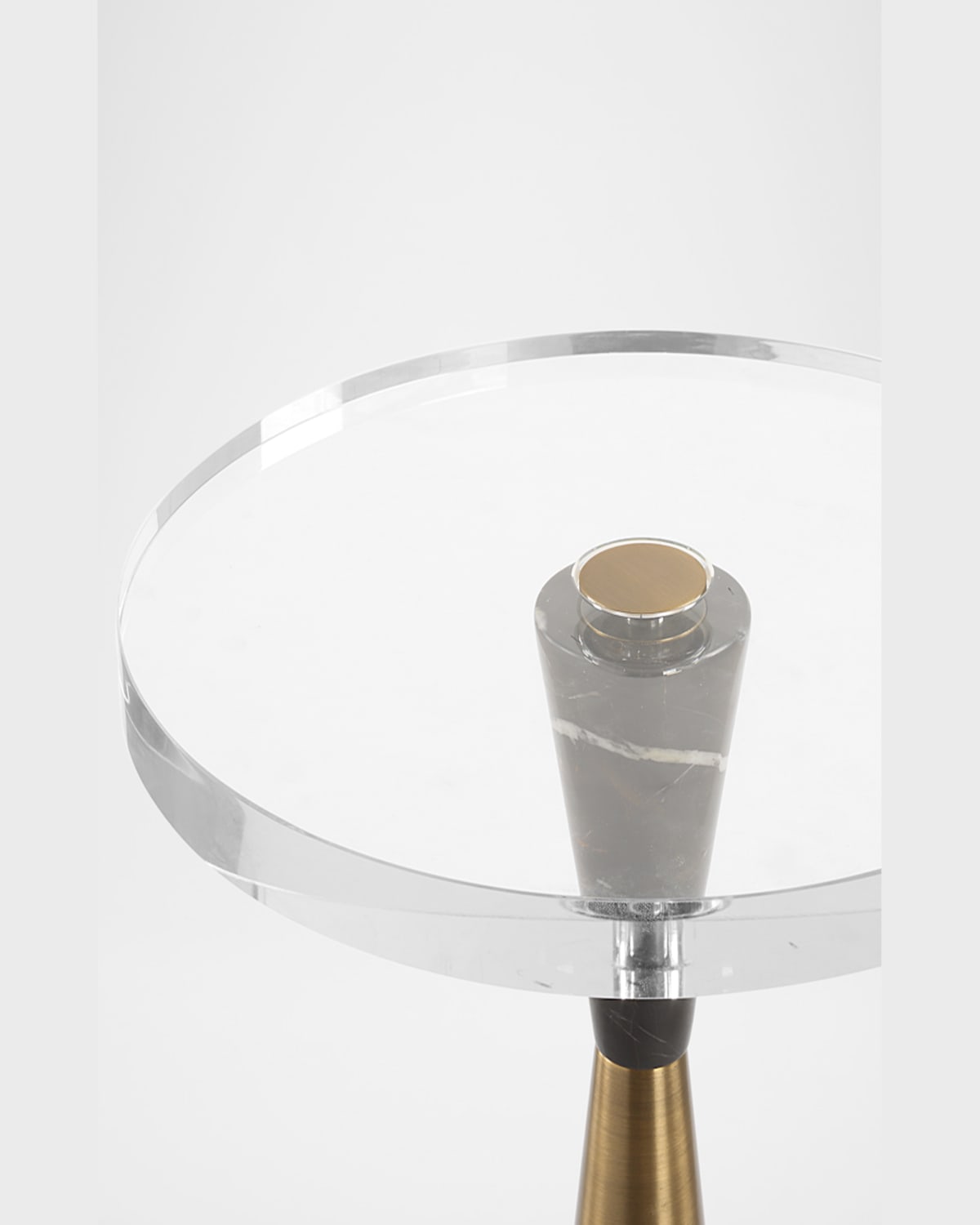 The Uttermost Co Holton Accent Table In Brushed Brass And Dark Marble W/chocolate And White Veining