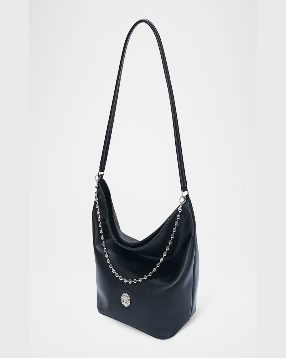ORYANY BALL CHAIN LEATHER BUCKET BAG 