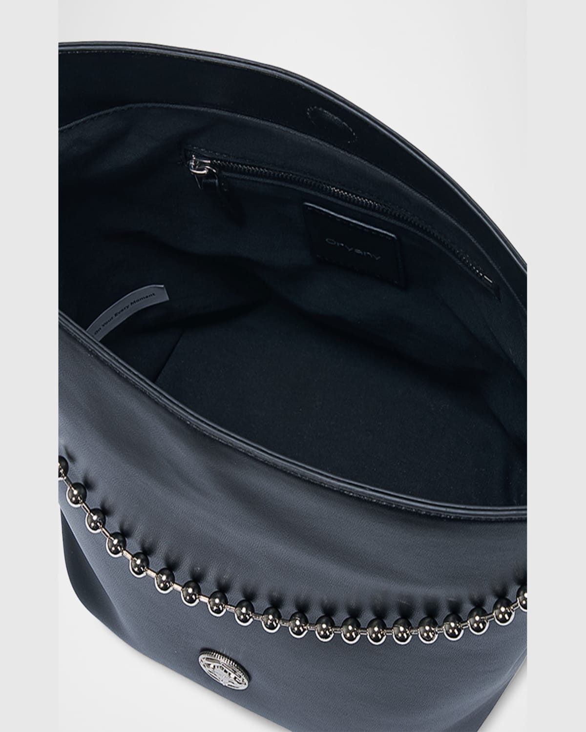 ORYANY BALL CHAIN LEATHER BUCKET BAG 