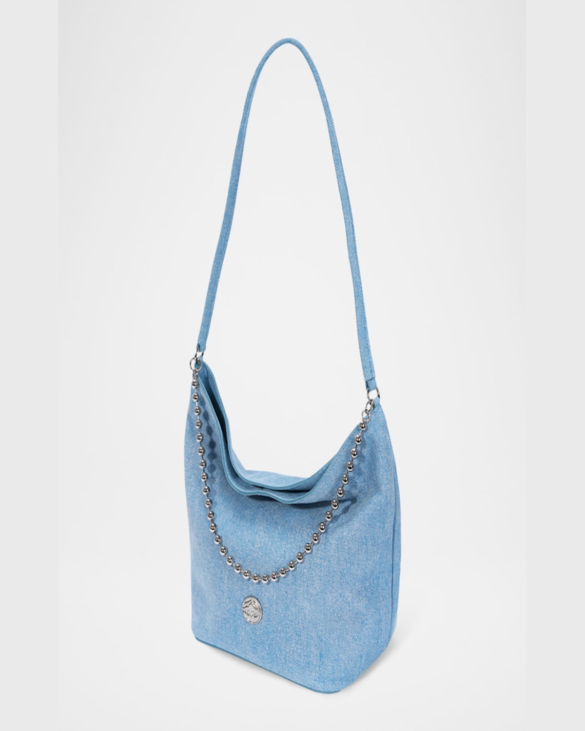 ORYANY BALL CHAIN DENIM-PRINT LEATHER BUCKET BAG 