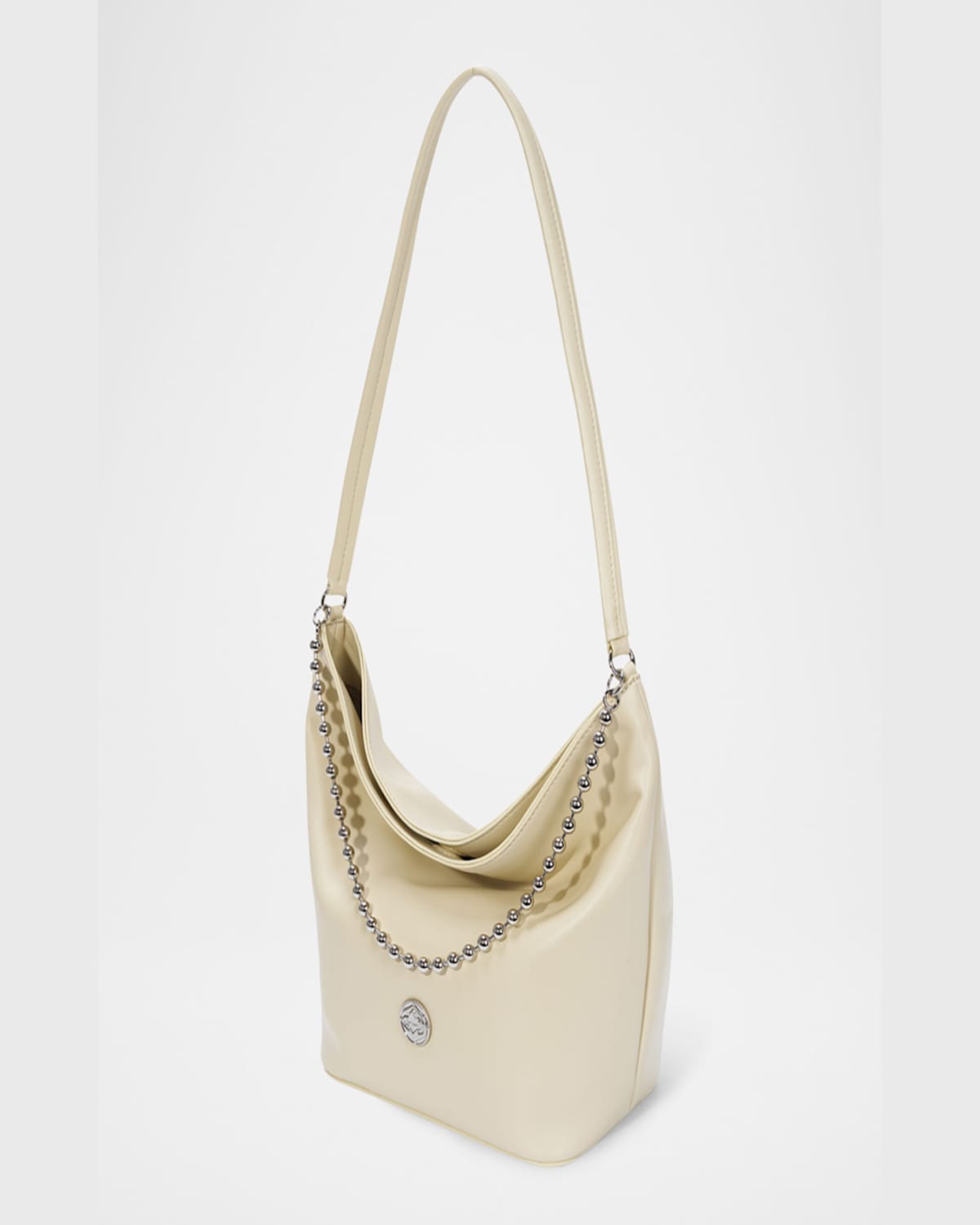 ORYANY BALL CHAIN LEATHER BUCKET BAG 