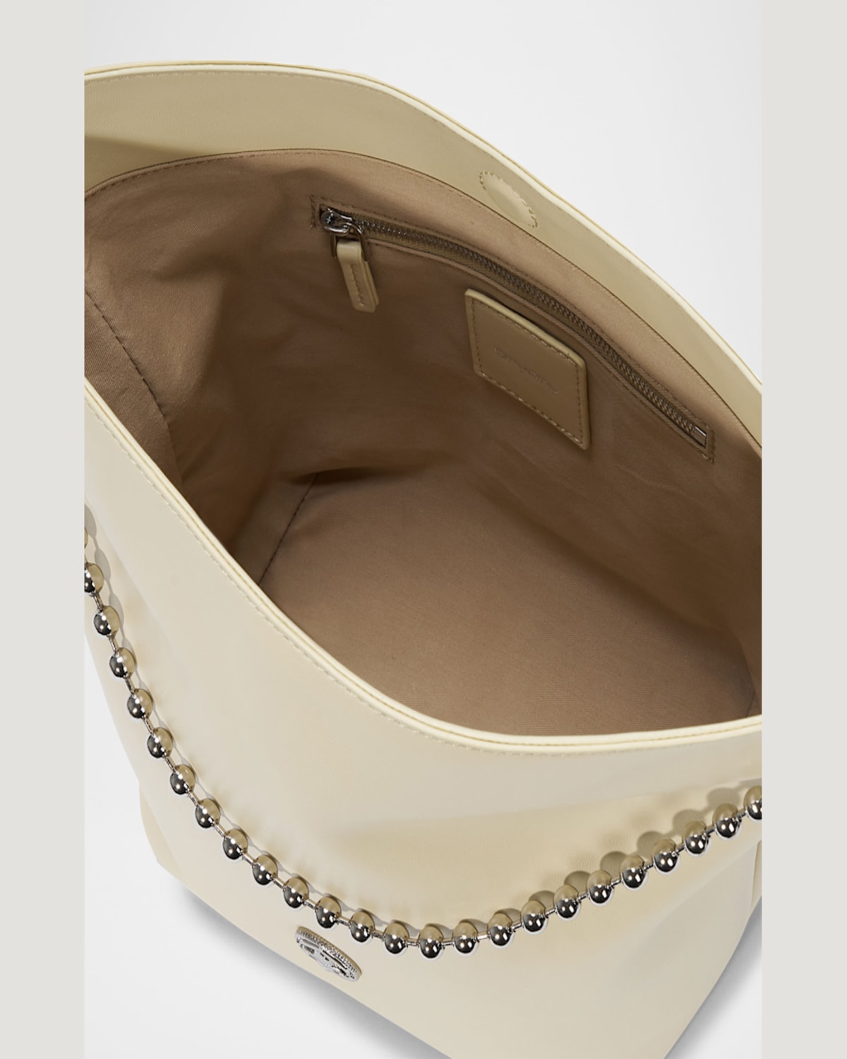 ORYANY BALL CHAIN LEATHER BUCKET BAG 