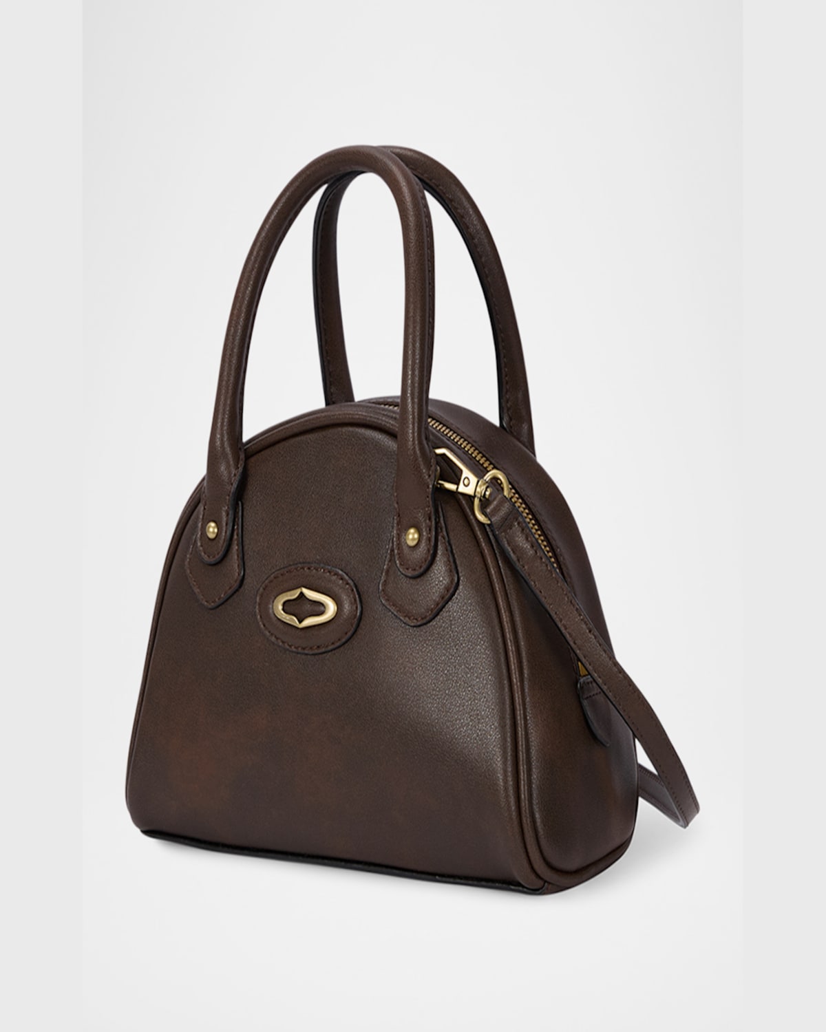 Shop Oryany Crescent Leather Shoulder Bag In Vintage Brown