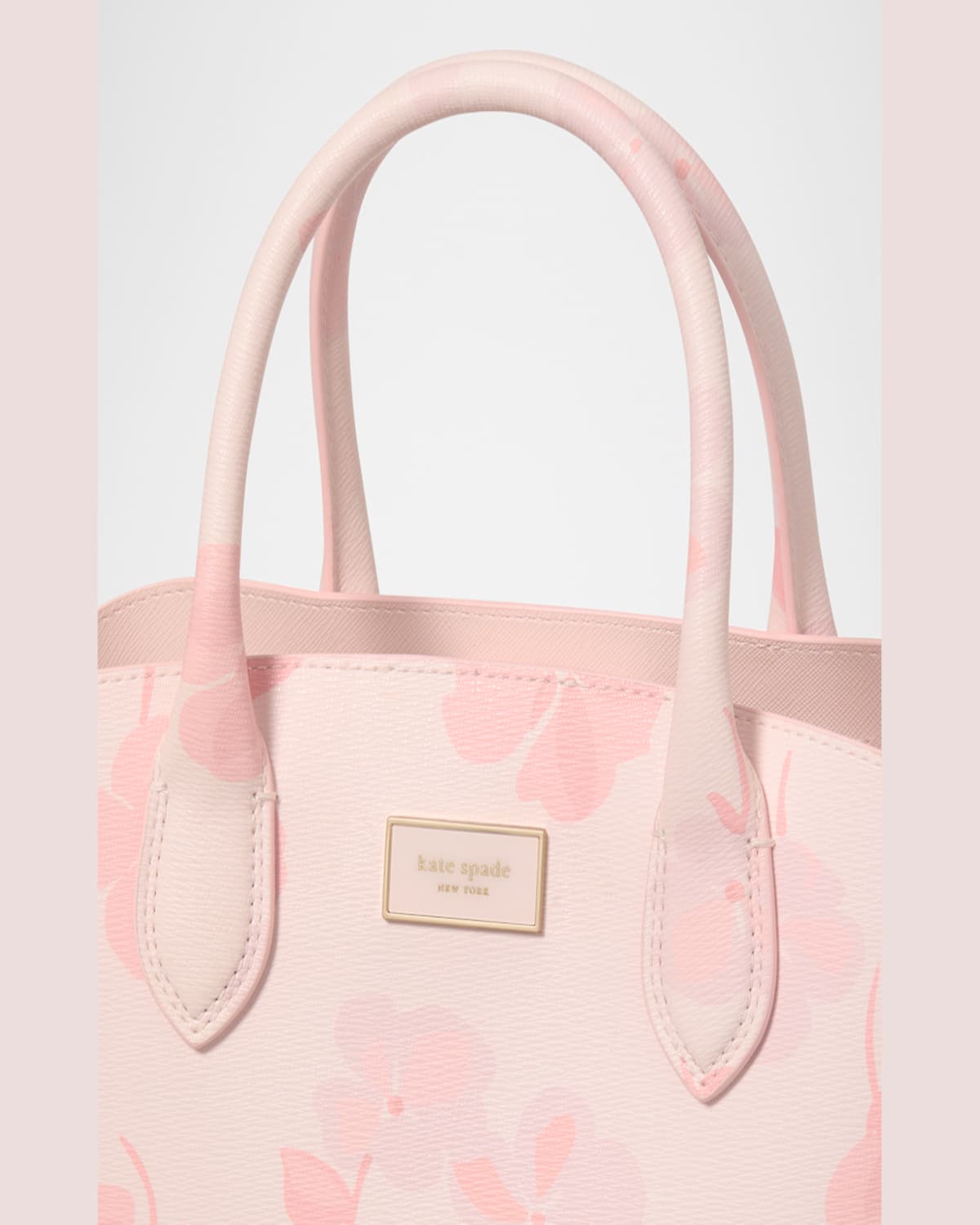 Kate Spade Suite Spring Pansies Leather Crossbody Tote Bag In Blush Cloud Multi