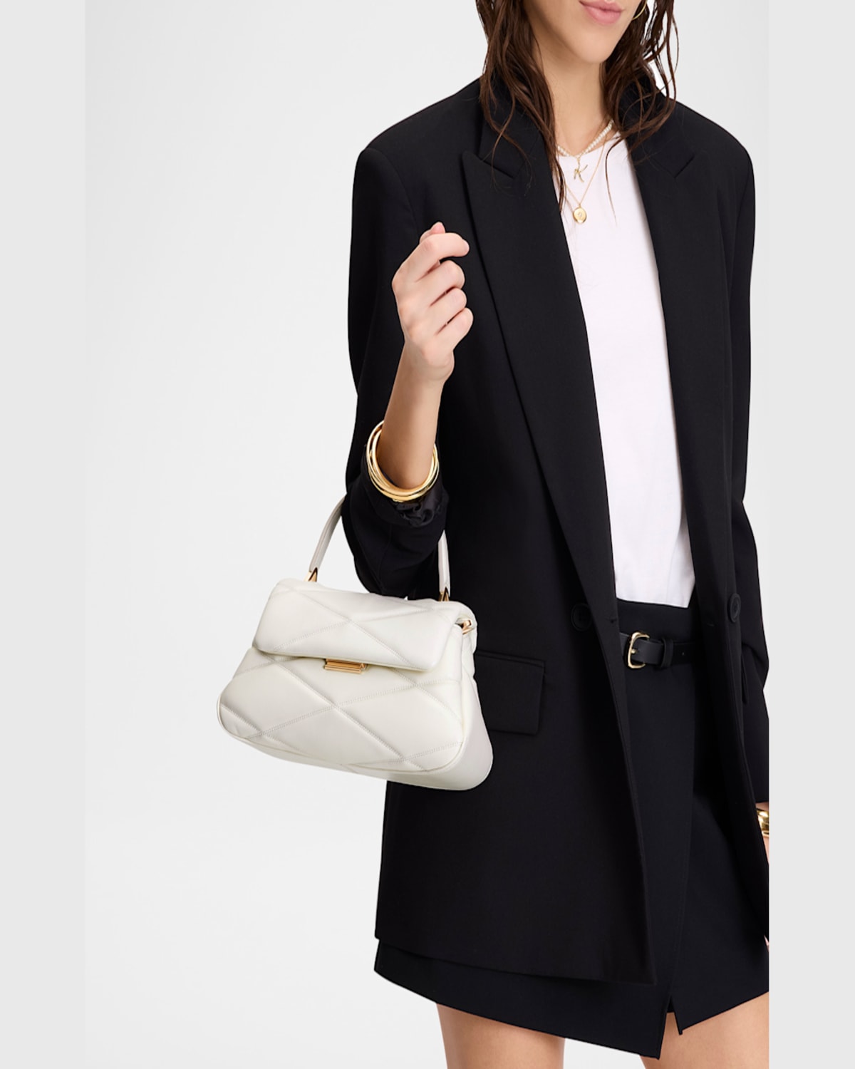 Kate Spade Grace Quilted Leather Top-handle Bag In Cream.
