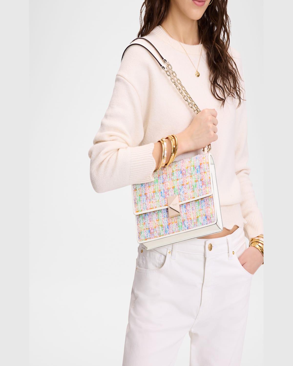 Kate Spade Deco Tweed Chain Shoulder Bag In Multi