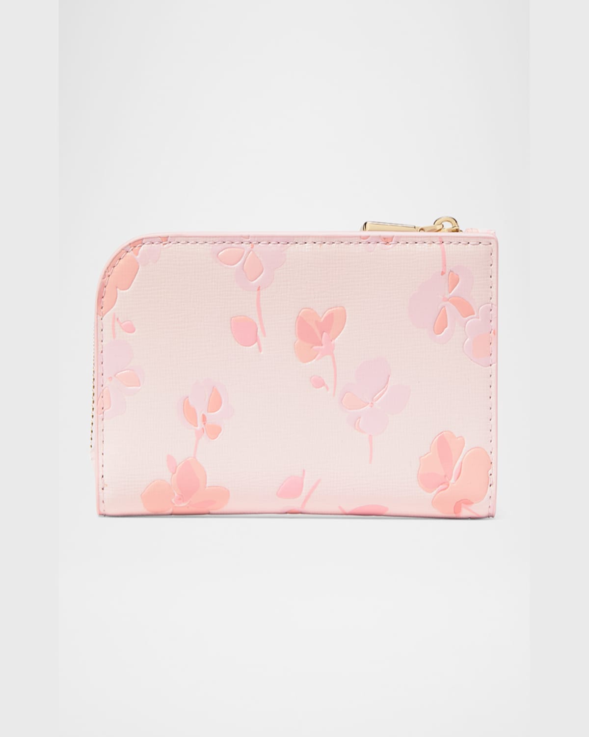 Kate Spade Devin Small Spring Pansies Leather Bifold Wallet In Blush Cloud Multi