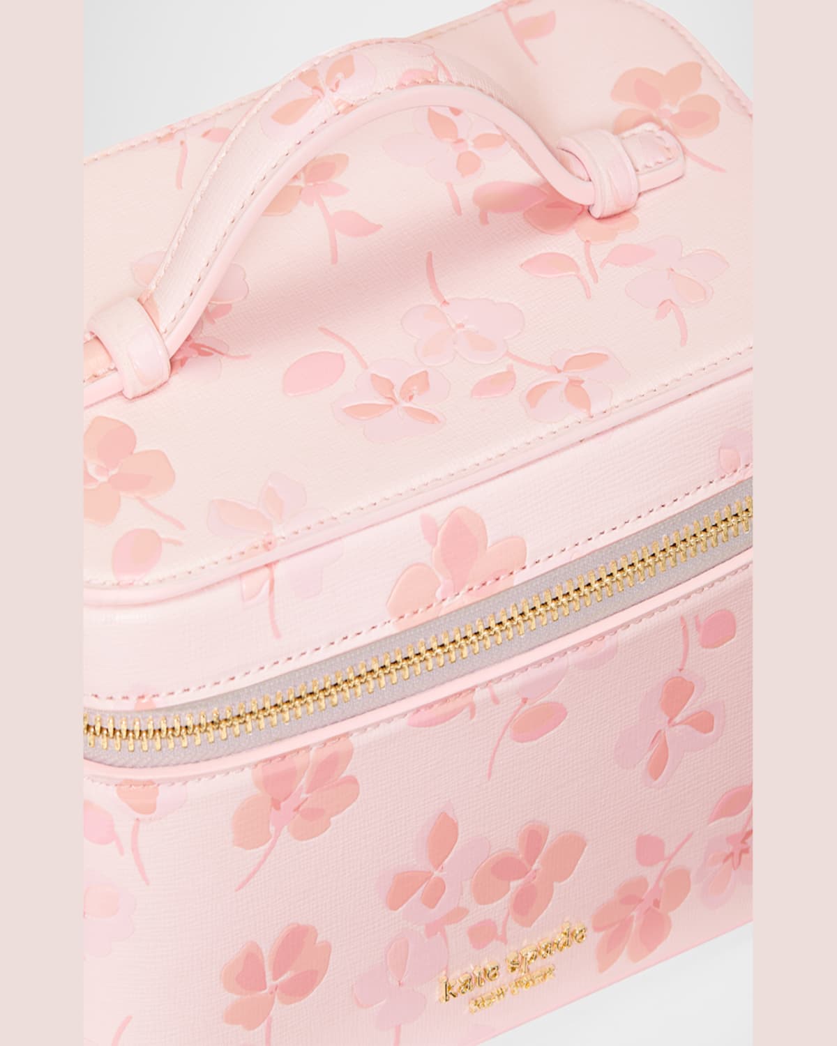 Kate Spade Devin Spring Pansies Leather Vanity Case In Blush Cloud Multi