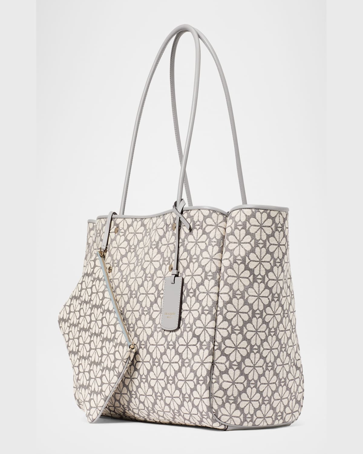 Kate Spade Large Spade Flower Jacquard Tote Bag In Grey Multi.