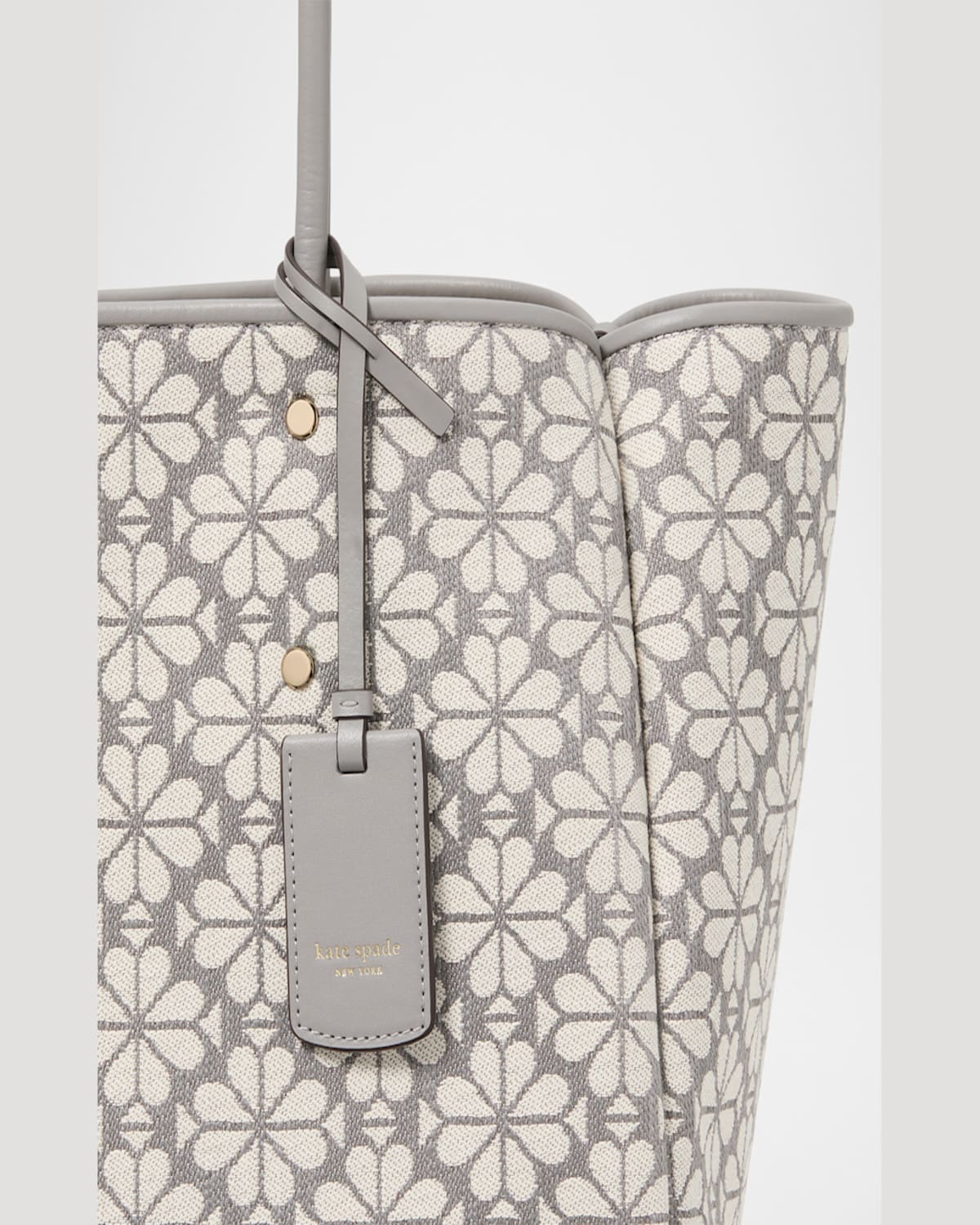 Kate Spade Large Spade Flower Jacquard Tote Bag In Grey Multi.