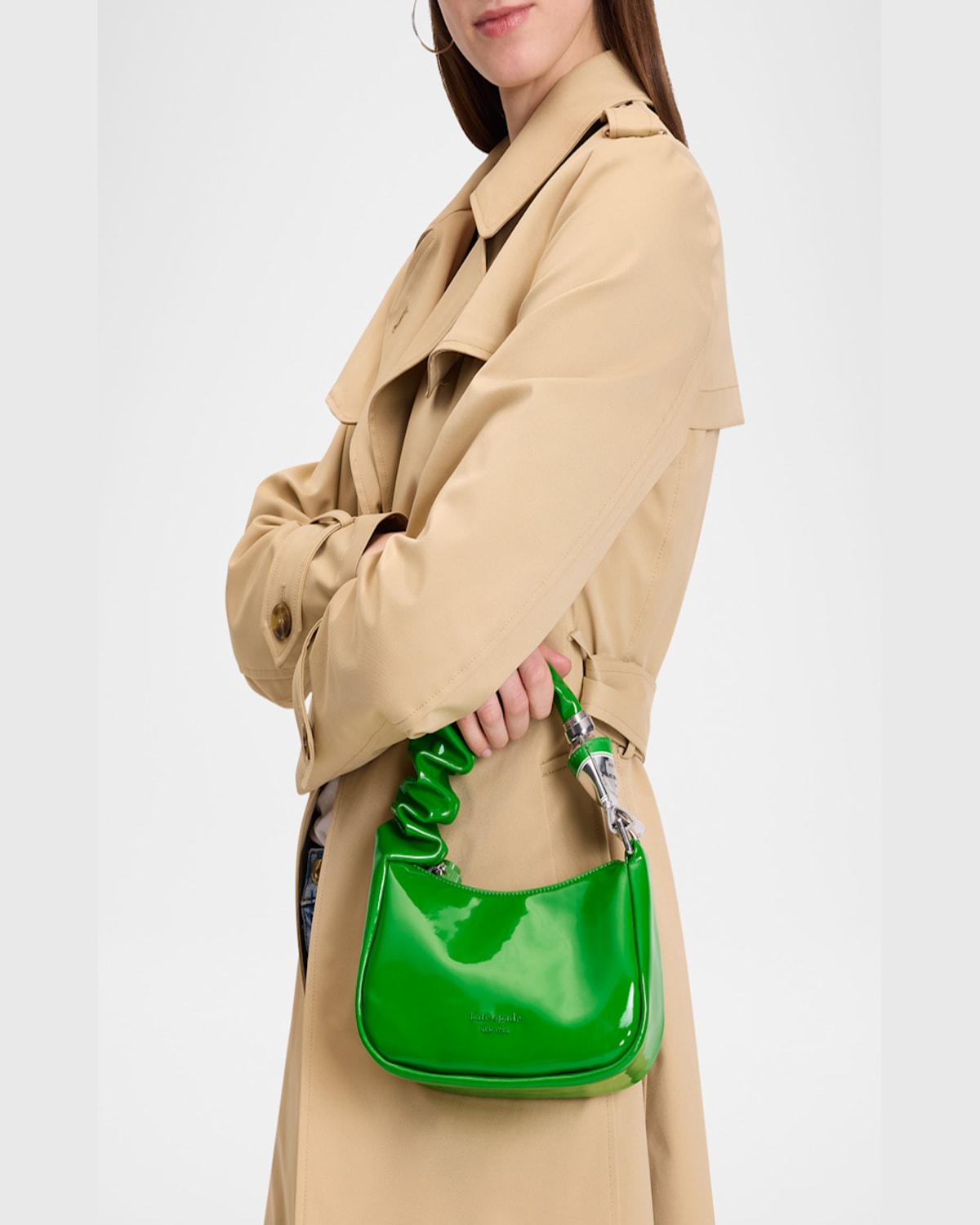 Shop Kate Spade Squeeze Patent Top-handle Bag In Ks Green