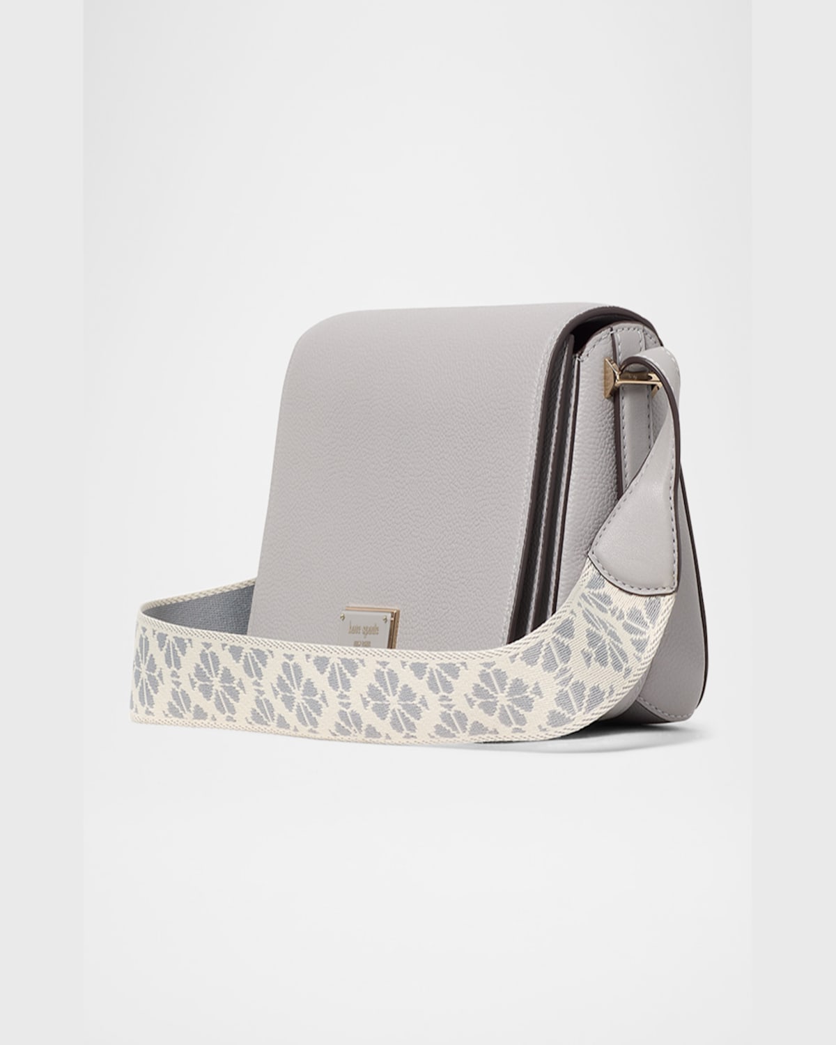 Kate Spade Liv Flap Leather Crossbody Bag In Nimbus Grey.