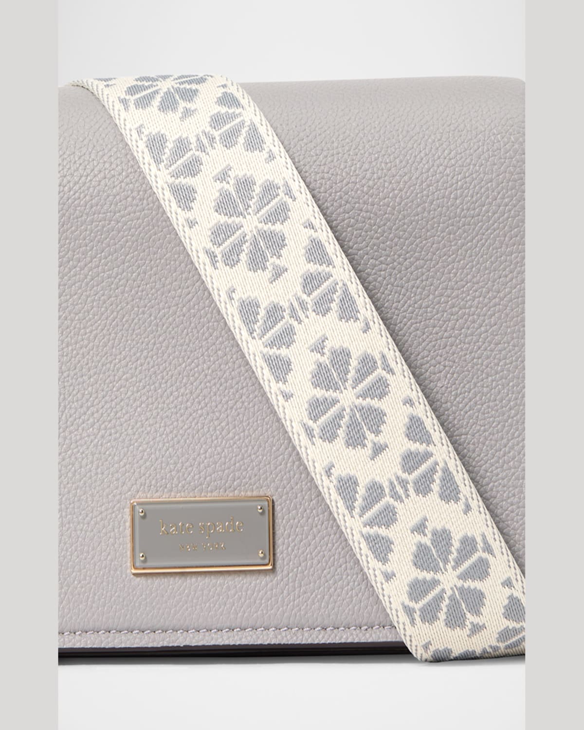 Kate Spade Liv Flap Leather Crossbody Bag In Nimbus Grey.