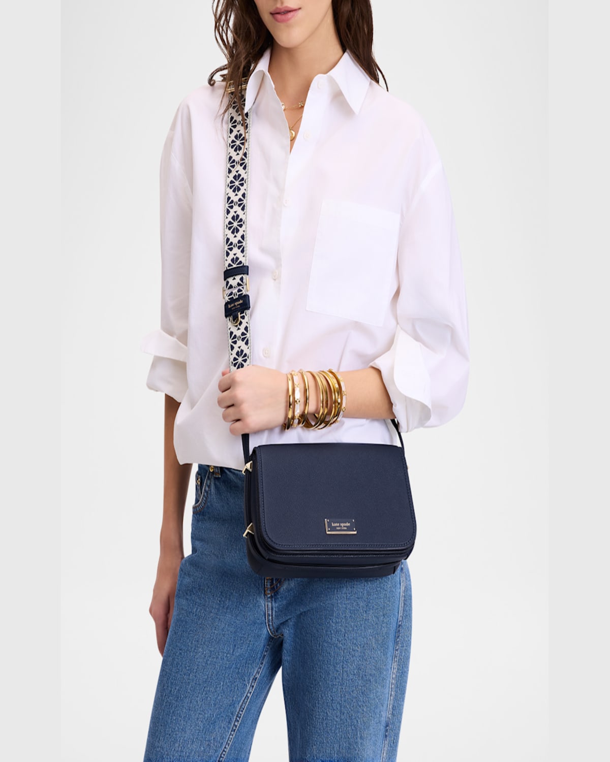 Kate Spade New York Small Liv Pebble Leather Flap Crossbody Bag In Parisian Navy