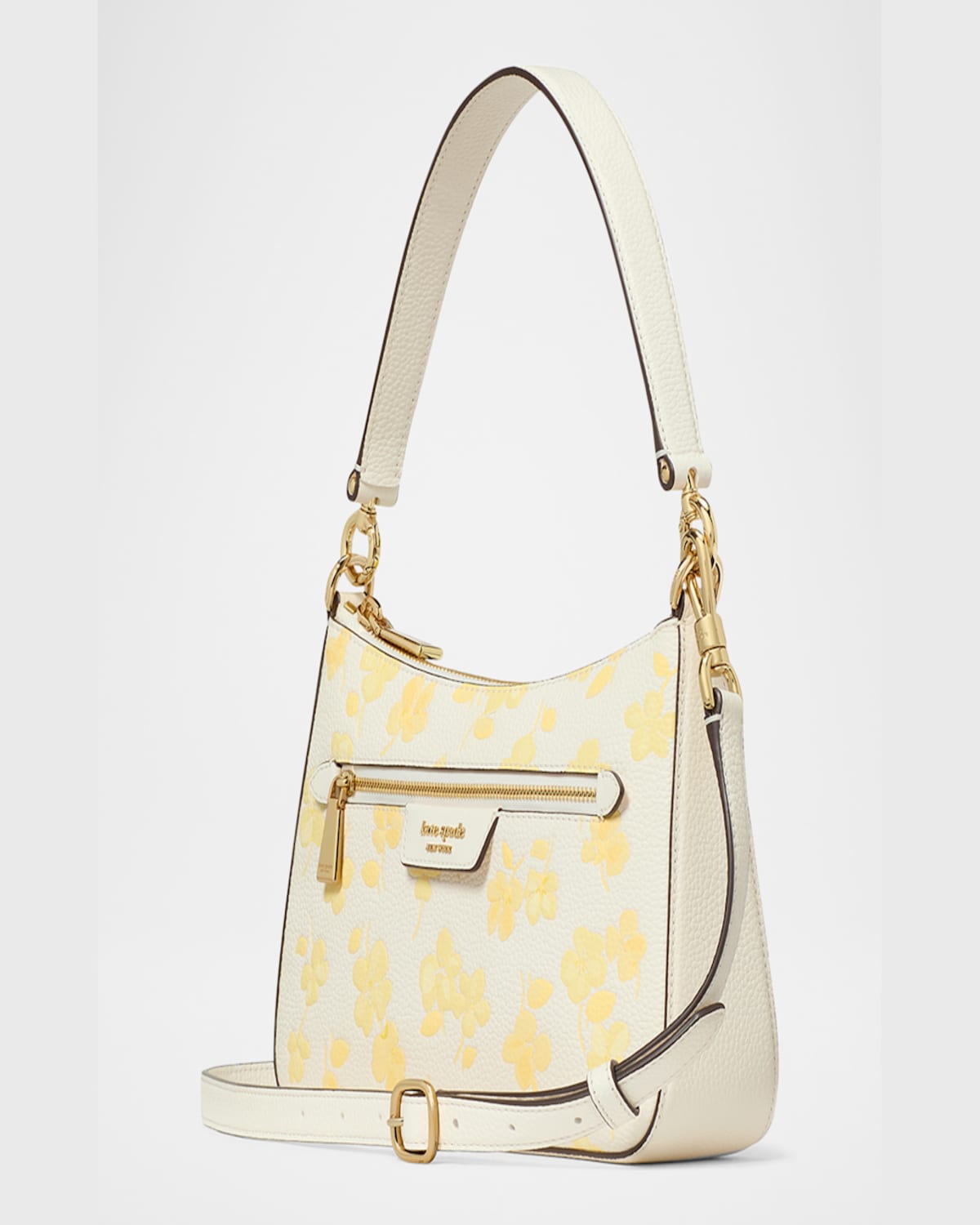 Kate Spade Hudson Spring Pansies Convertible Crossbody Bag In Yuzu Jam Multi