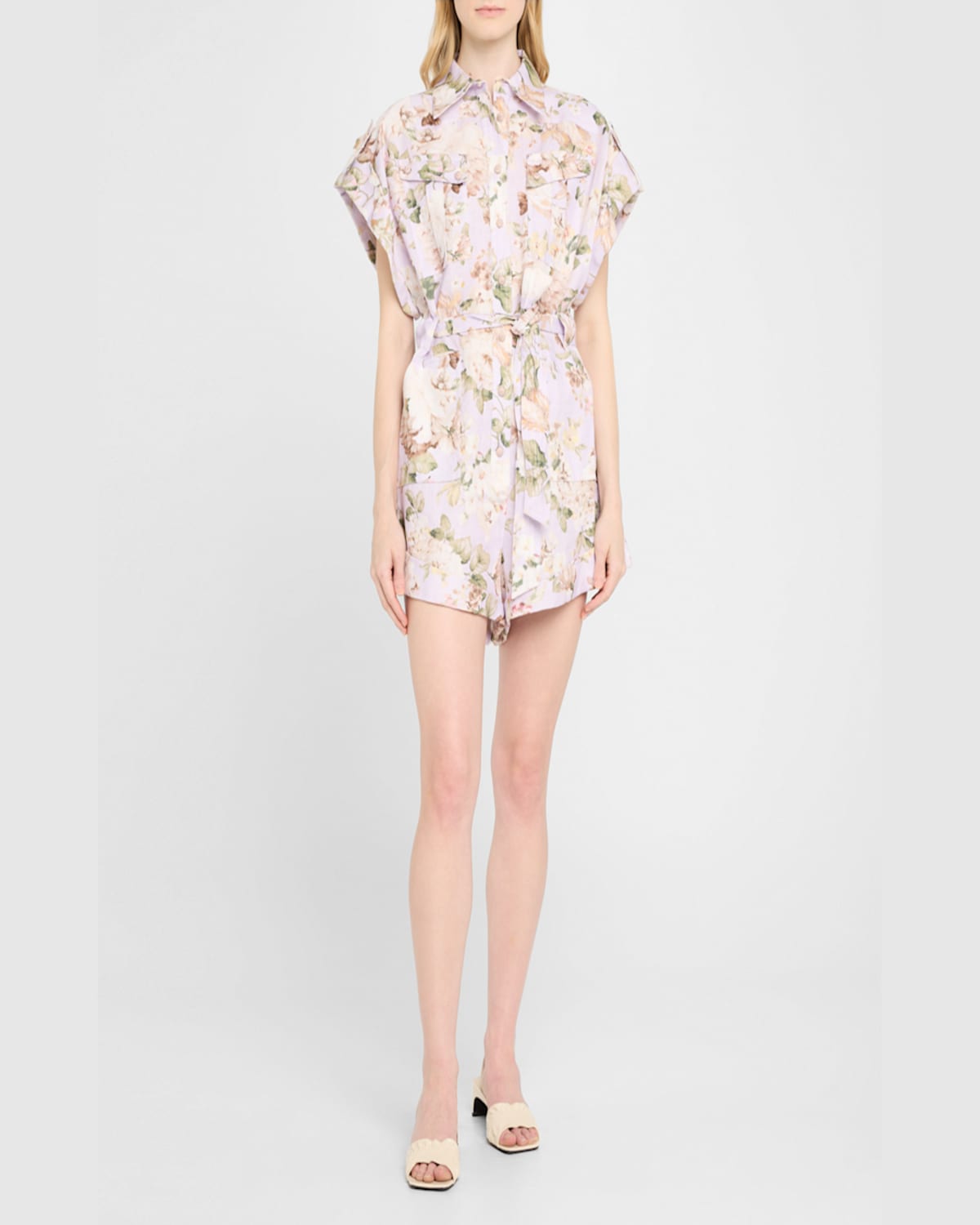 Shop Zimmermann Acacia Pocket Playsuit In Lilac Floral