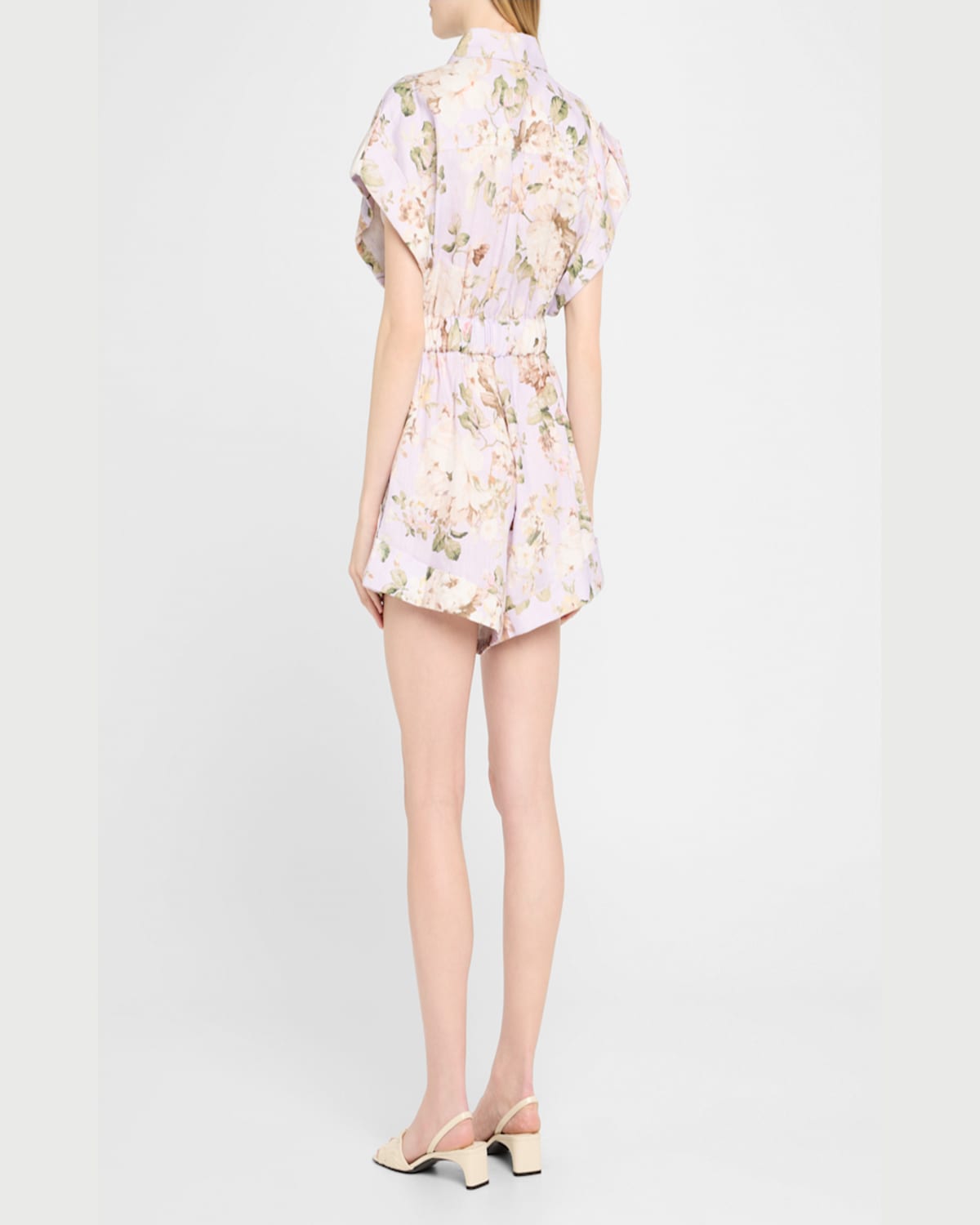 Shop Zimmermann Acacia Pocket Playsuit In Lilac Floral