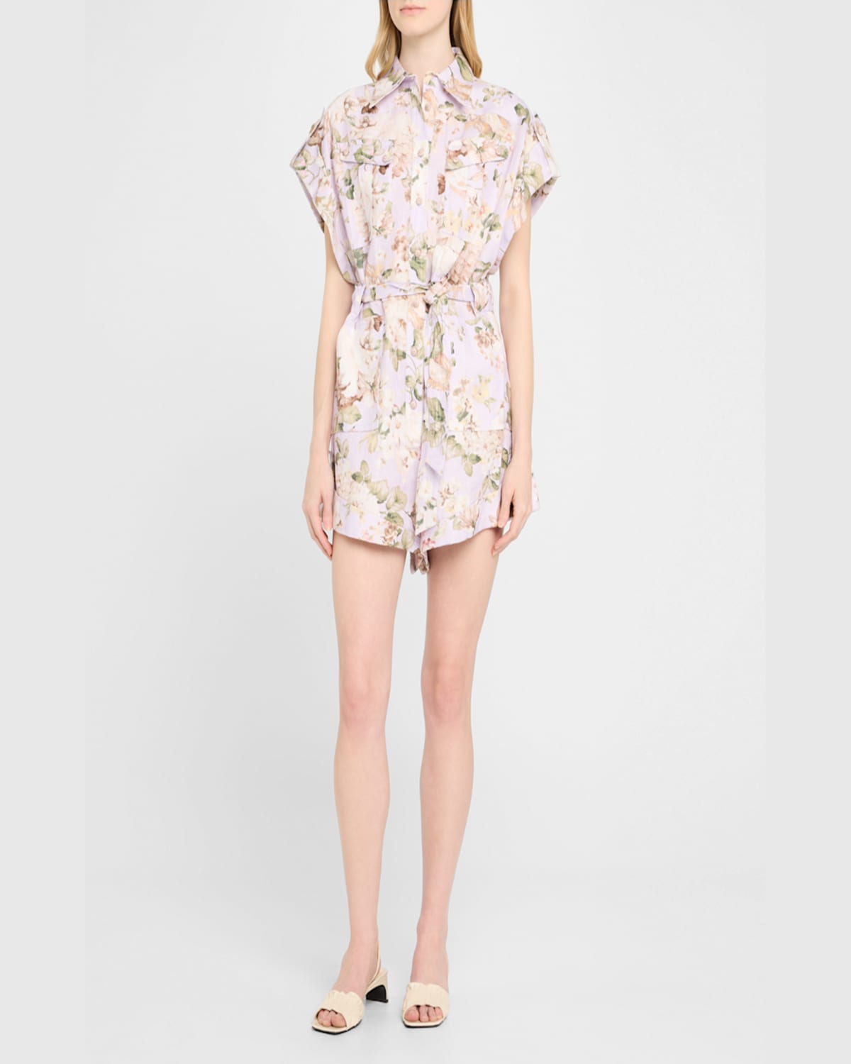 Shop Zimmermann Acacia Pocket Playsuit In Lilac Floral