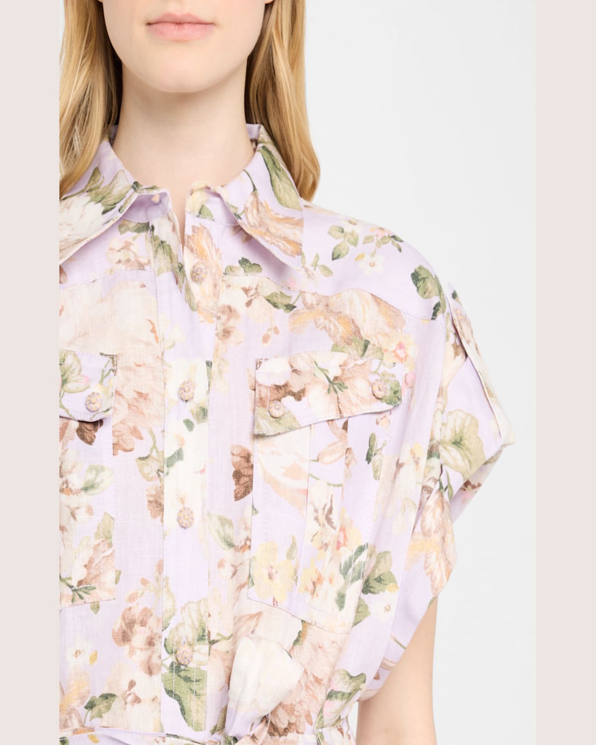 Shop Zimmermann Acacia Pocket Playsuit In Lilac Floral