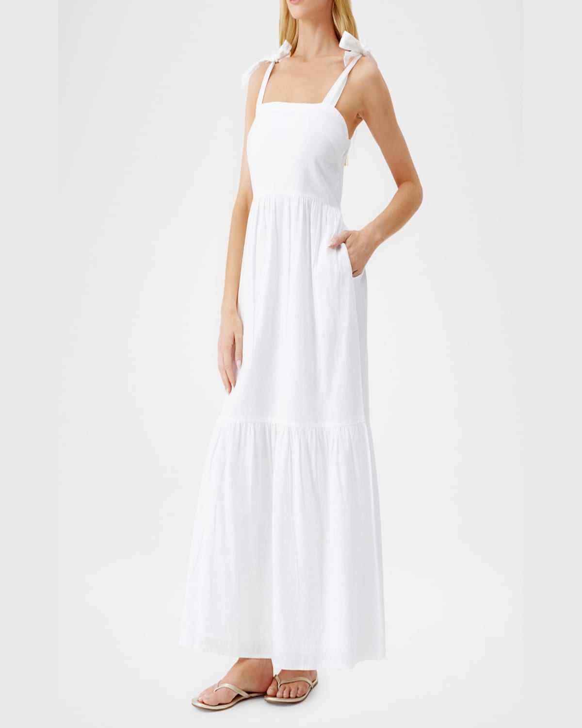Shop Melissa Odabash Posie Cotton-linen Maxi Dress In White