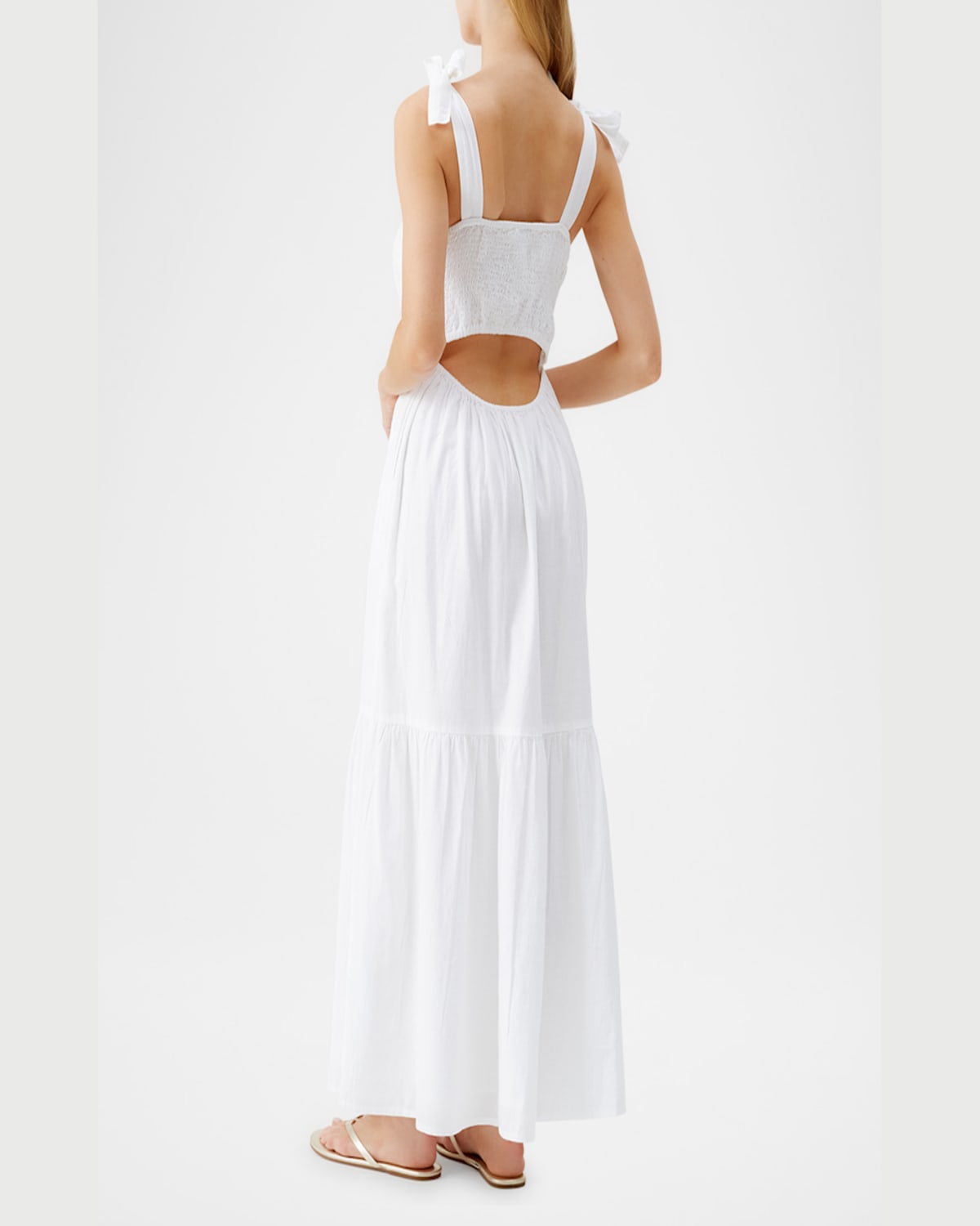 Shop Melissa Odabash Posie Cotton-linen Maxi Dress In White