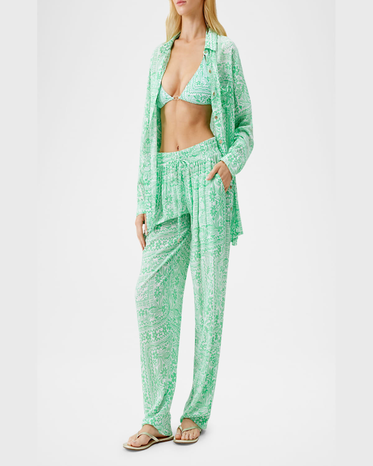 Melissa Odabash Womens Jude Wide-leg Woven Trousers Medina In Medina