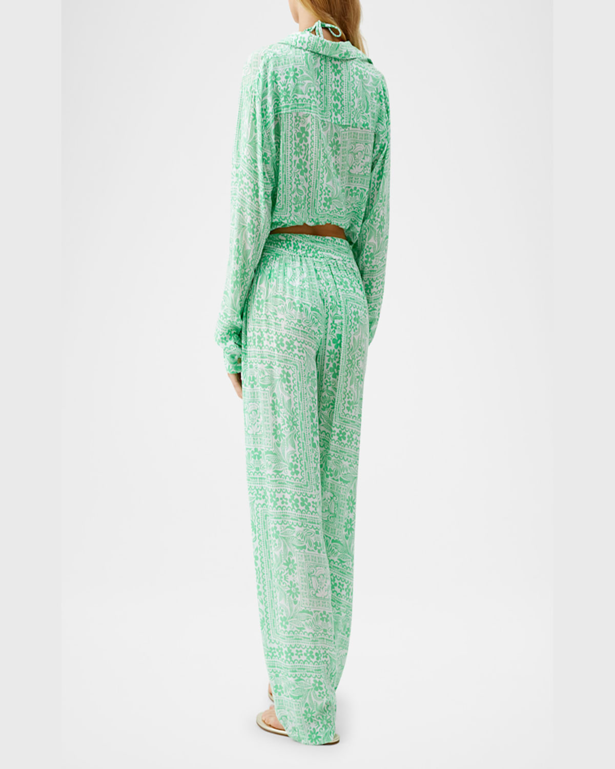 Melissa Odabash Womens Jude Wide-leg Woven Trousers Medina In Medina