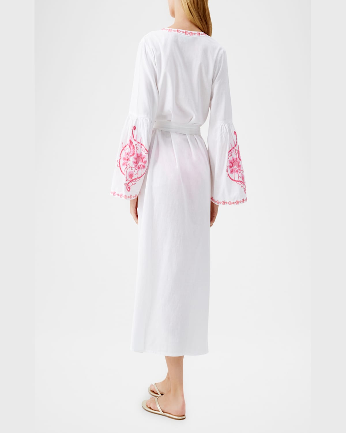 Melissa Odabash Romilly Embroidered Kaftan Coverup In Whitepink