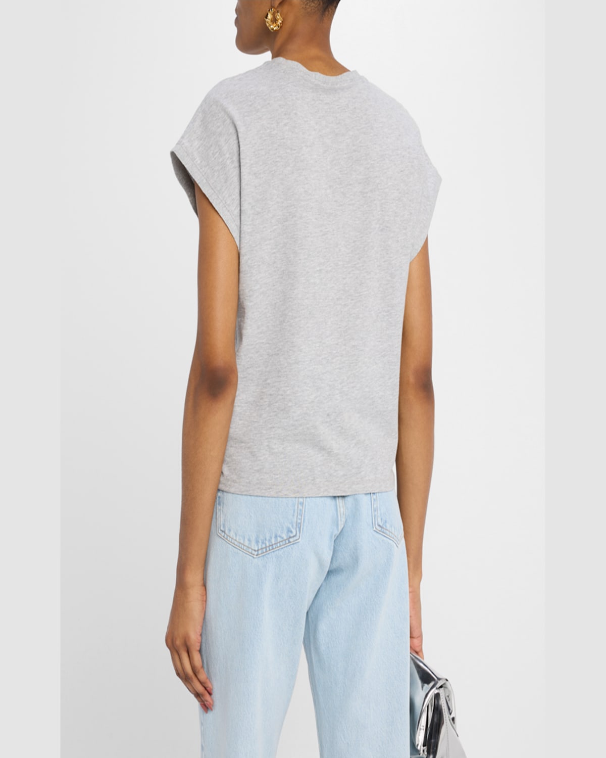 Frame Le Mid Rise Muscle Tee Cotton-jersey T-shirt In Heather Grey