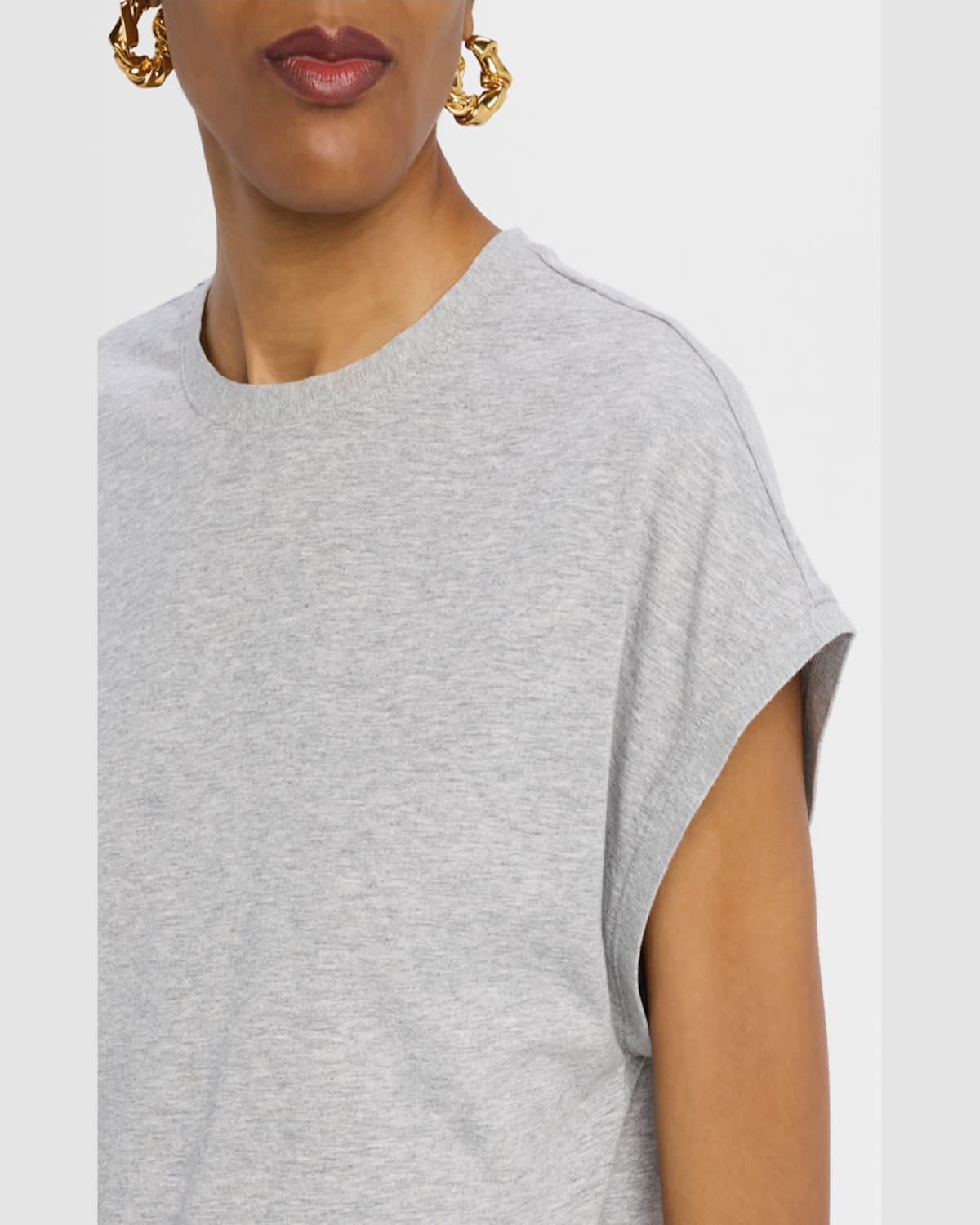 Frame Le Mid Rise Muscle Tee Cotton-jersey T-shirt In Heather Grey