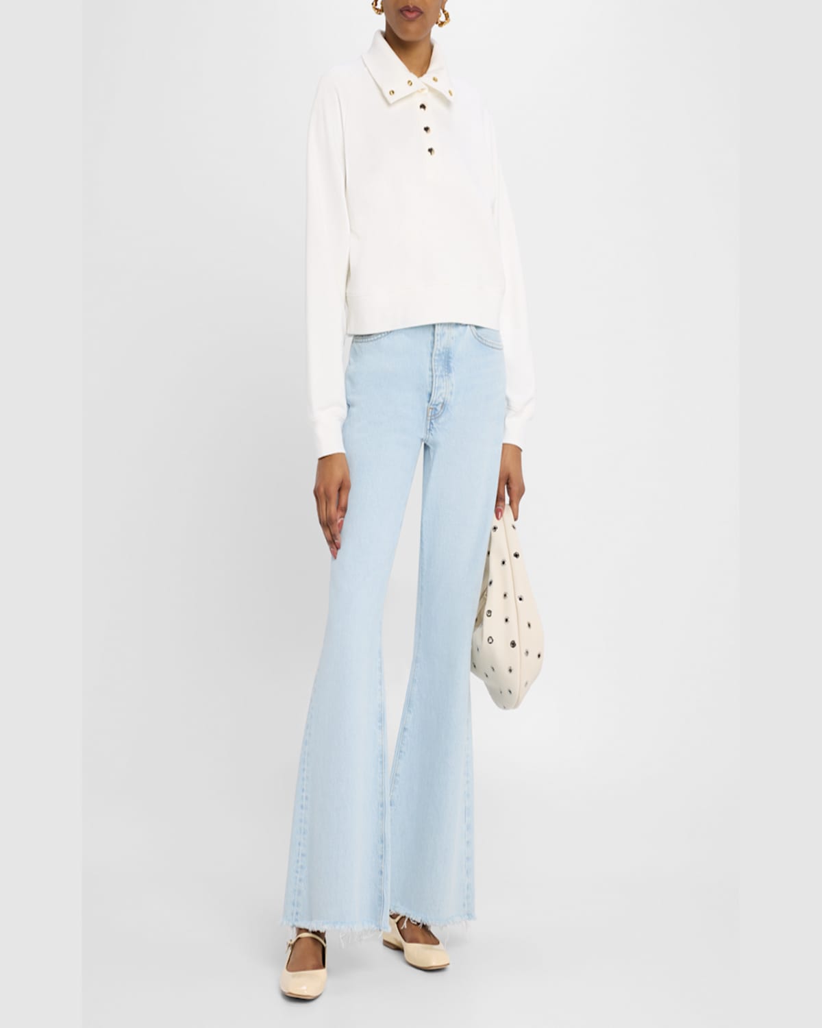 Frame The Lax Frayed High Waist Flare Jeans In Wisp Raw Fray