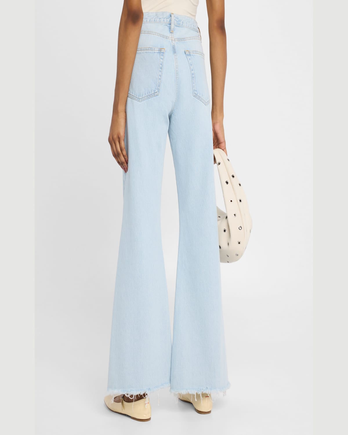 Frame The Lax Frayed High Waist Flare Jeans In Wisp Raw Fray