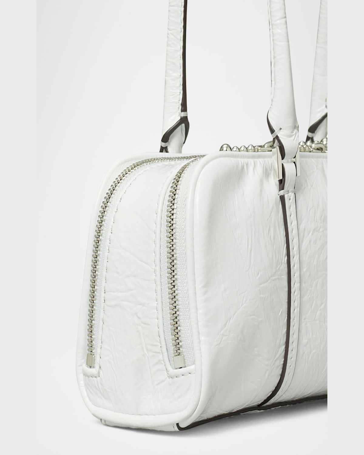 Tory Burch Mini Crinkle Leather Marshmallow Satchel In White