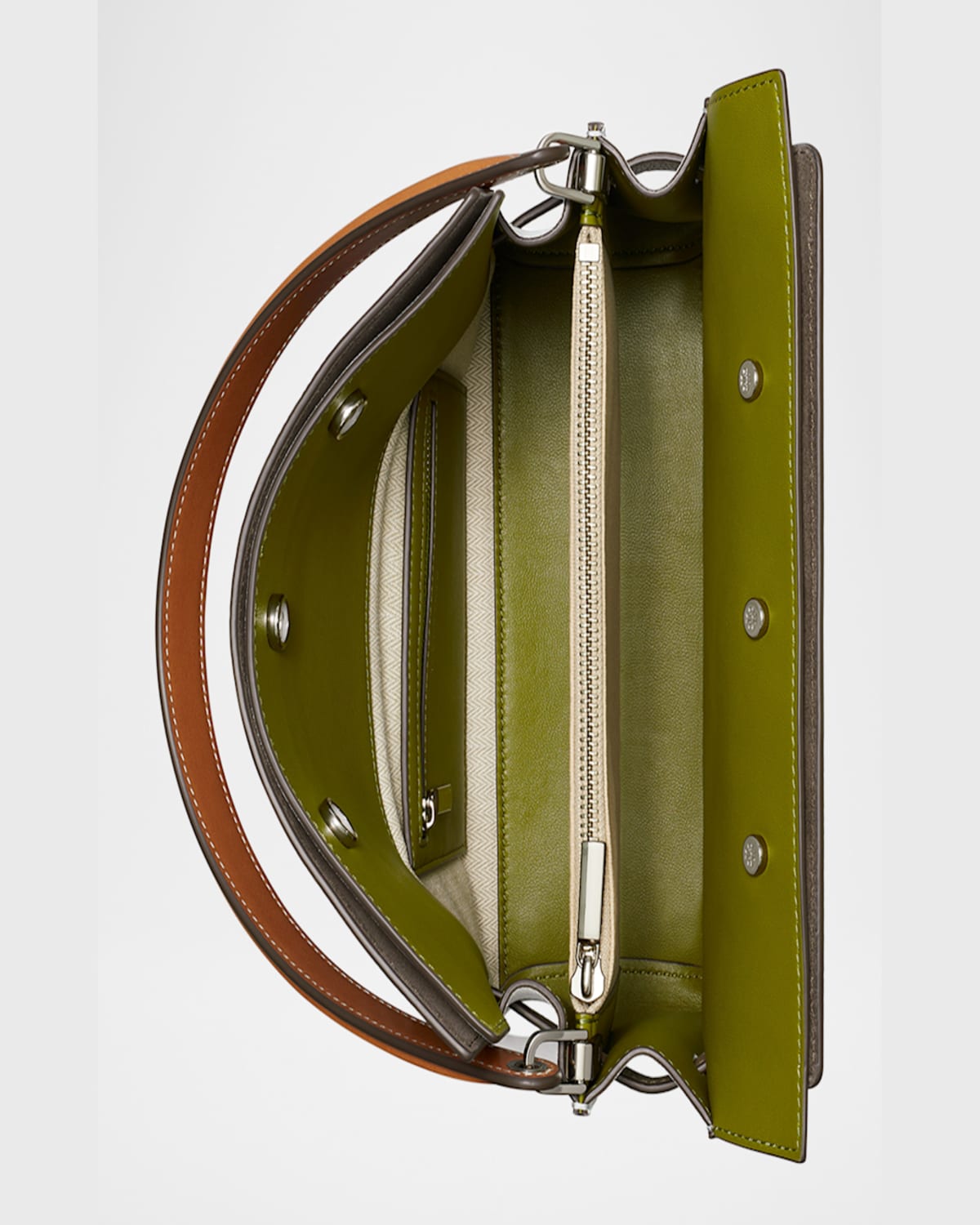 Tory Burch Lee Radziwill Small Double Leather Top-handle Bag In Wild Mushroom