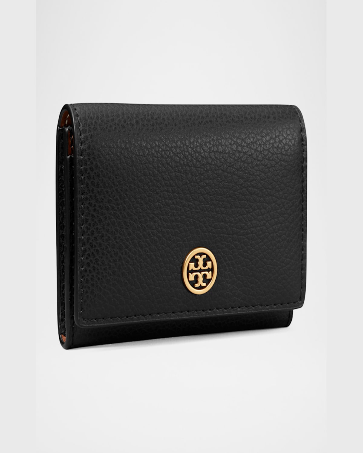Tory Burch Robinson Leather Bifold Card Case In Black